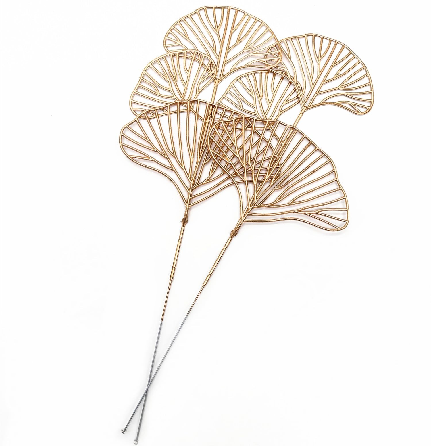 Artificial Golden Ginkgo Leaf Stems for Christmas Decor, Fake Gold Apricot Le…
