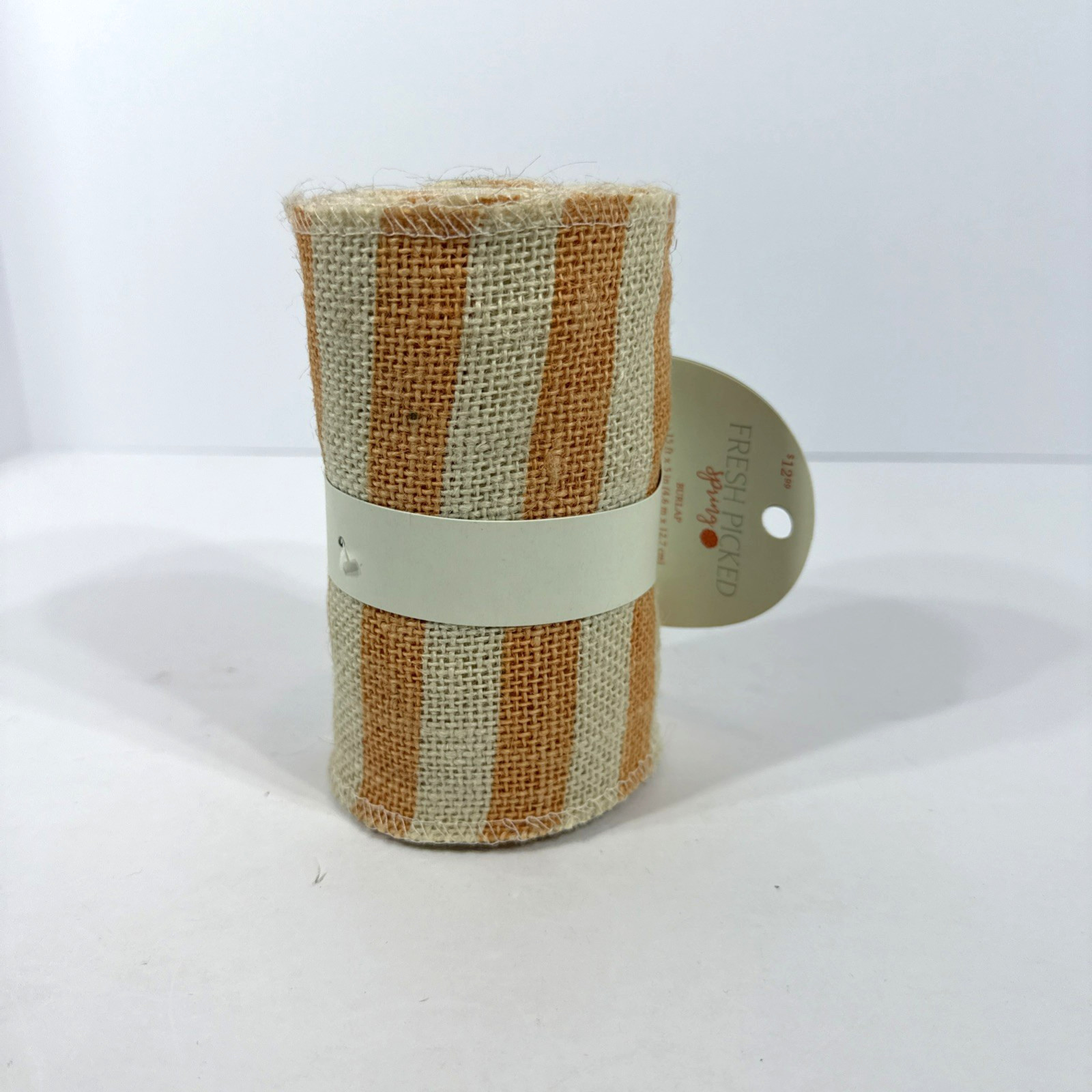 Fresh Picked Spring Orange & Tan Burlap Ribbon 15ft x 5 in NWT