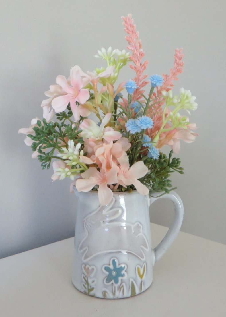 Easter Floral Arrangement in Small Decorative Ceramic Creamer – Home Decor #625