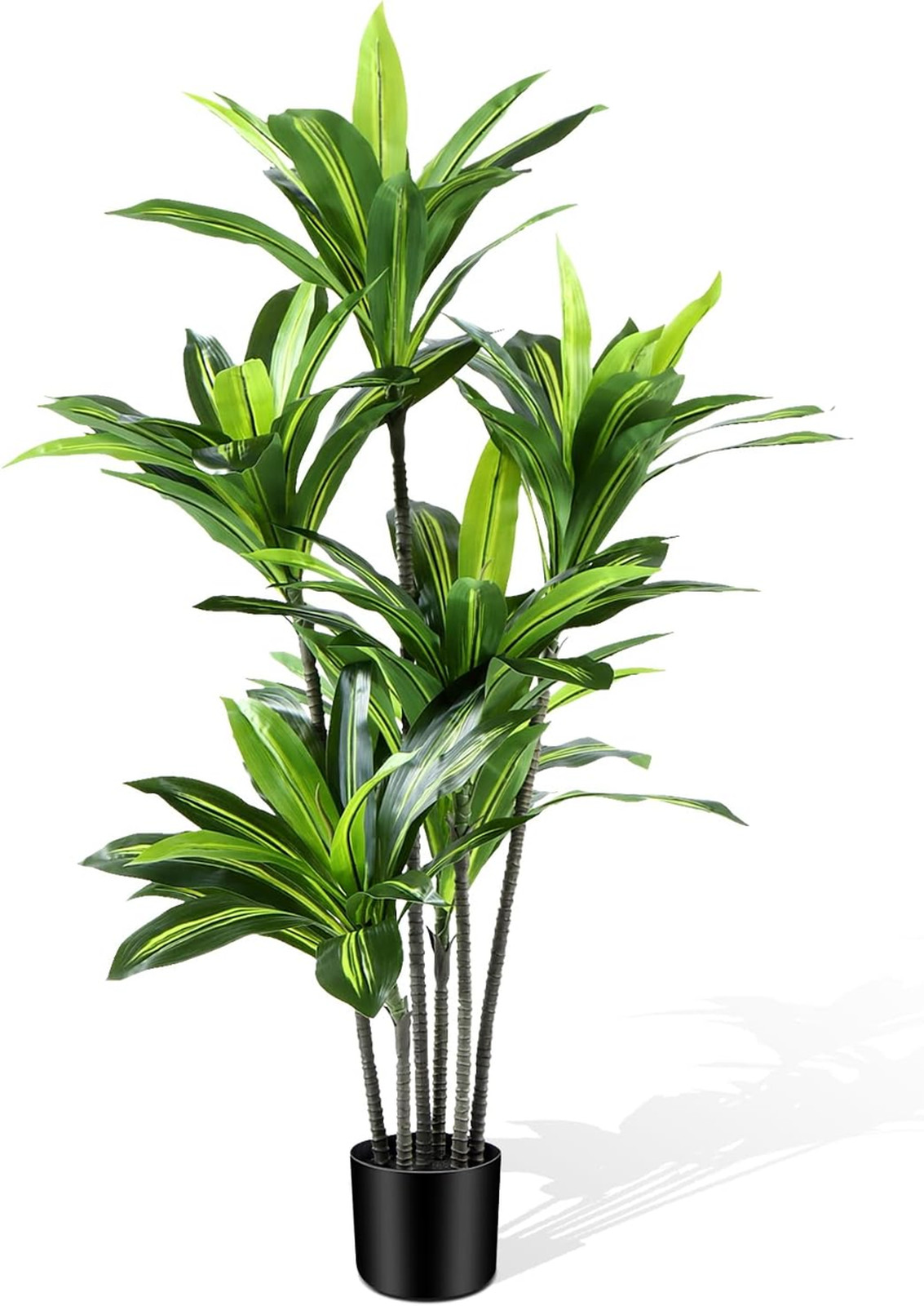 Artificial Dracaena Plant 4Ft Tall Indoor Fake Tree with Lifelike Leaves in Pot