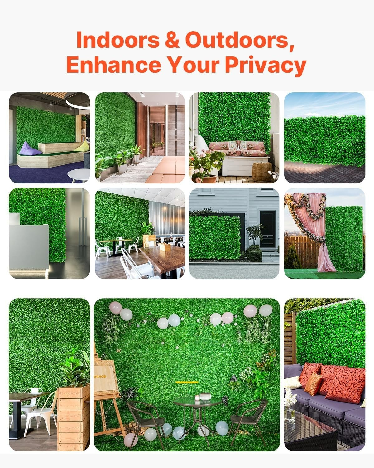 48pcs Artificial Boxwood Hedge Wall Panels – 10×10 Inches for Indoor & Outdoo…