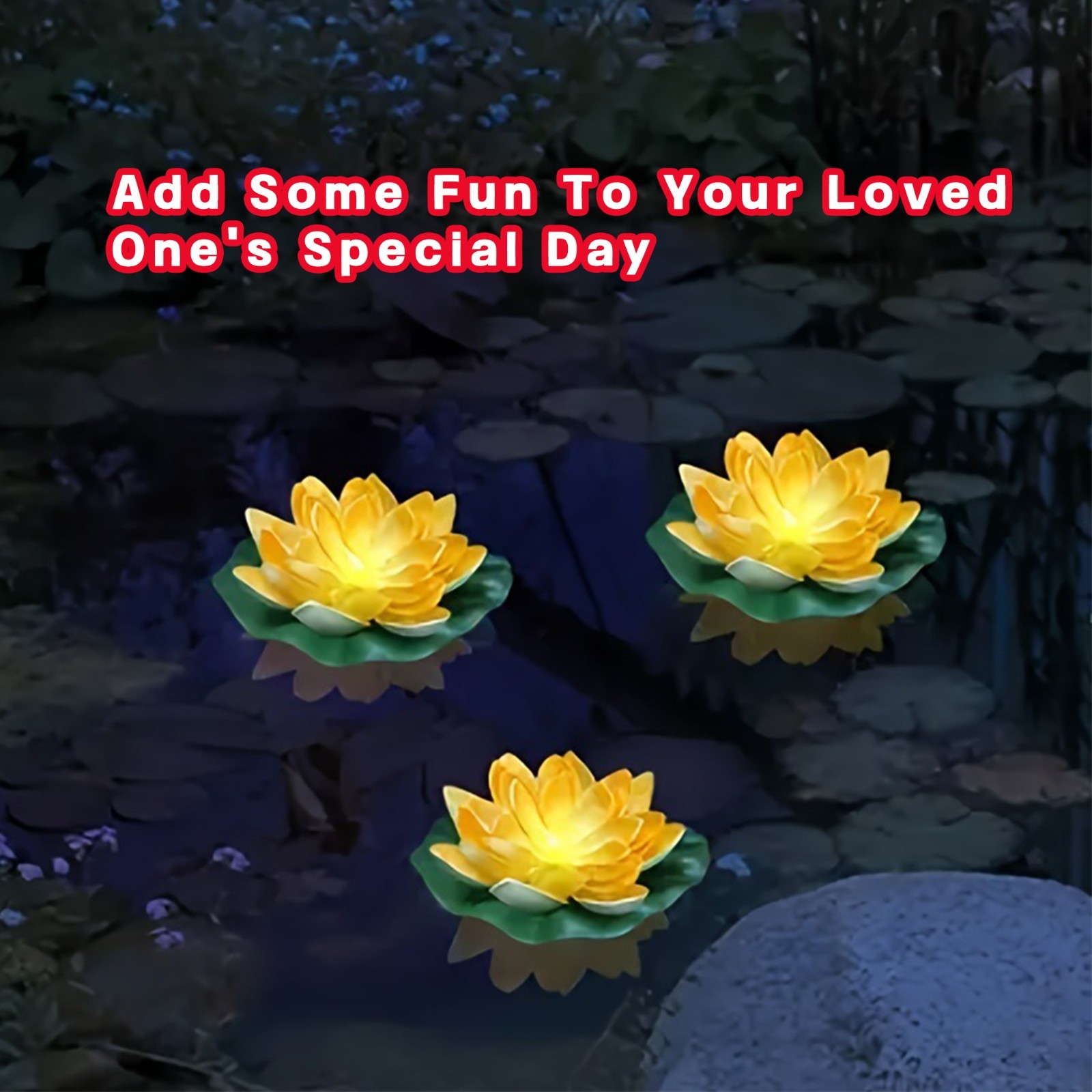 12 PC LED Lotus Floating Pool Lights – 3.94″ Waterproof Foam Flower Lights