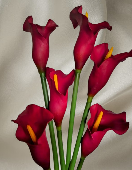 26″ Cranberry real touch calla lily stems (6)