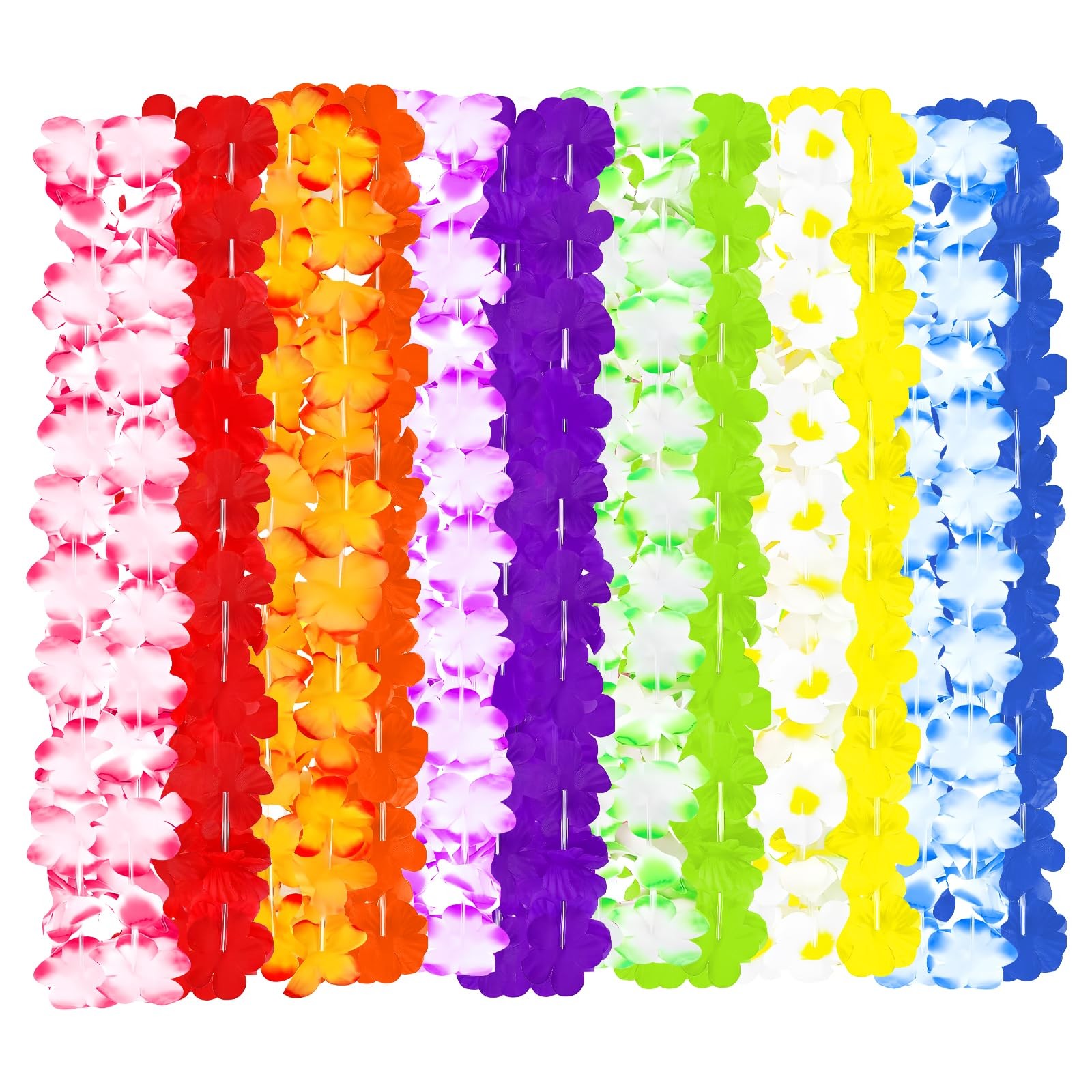 12 PCS Hawaiian Leis Party Decorations, Colorful Tropical Flower Necklaces fo…