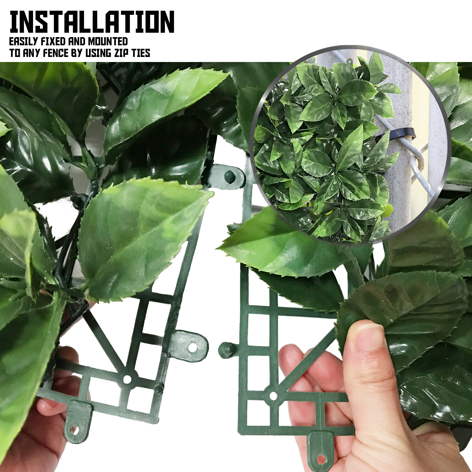 20″x20″ Artificial Faux Leaf Photinia Fence Screen Wall Decor Panel