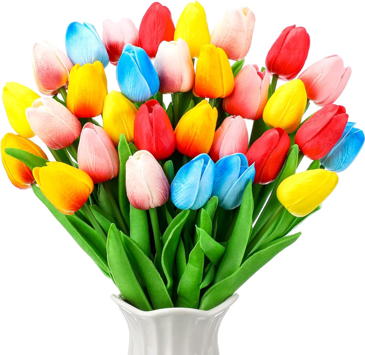 30 Pcs Tulips Artificial Bouquet Flowers Faux Tulips for Home Kitchen Wedding De