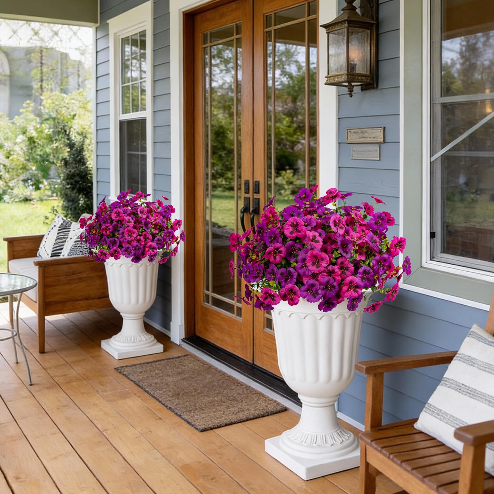 12 Piece Outdoor Artificial Flowers Fake Pansies –Tone Faux Flowers per Stem…