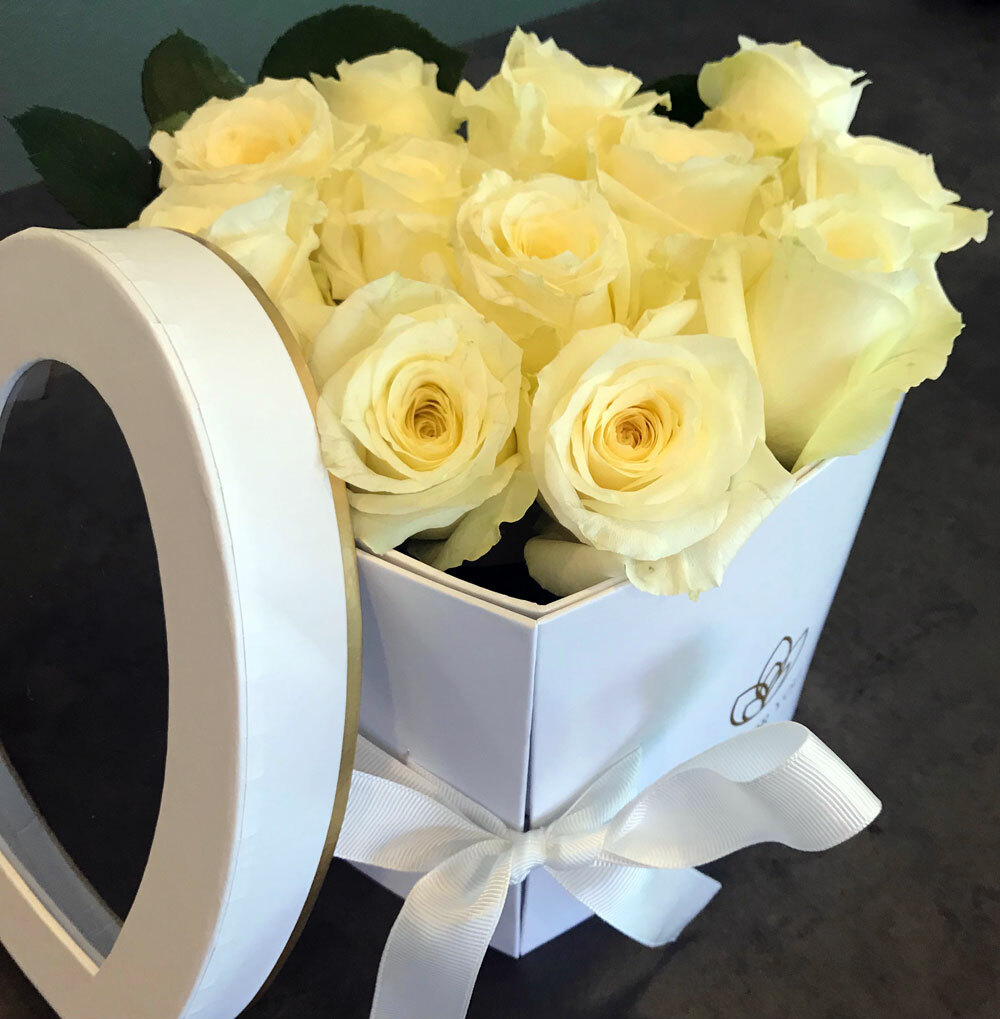 Premium Quality Heart Shape Flower Box, Floral Gift Box, 2 Tier, with Lid, White