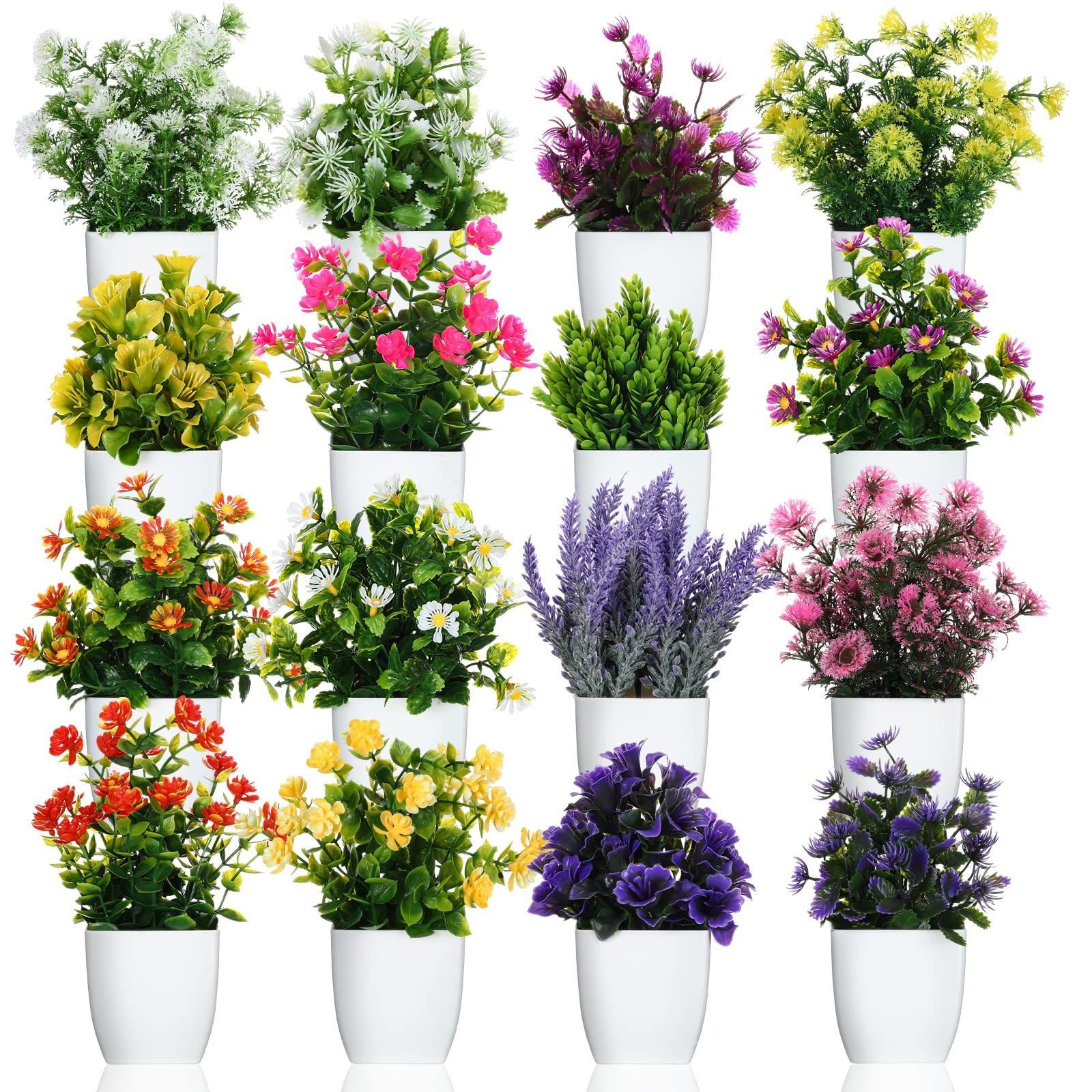 16 Pcs Small Fake Plants Artificial Potted Plants Faux House Plant Mini Pot P…