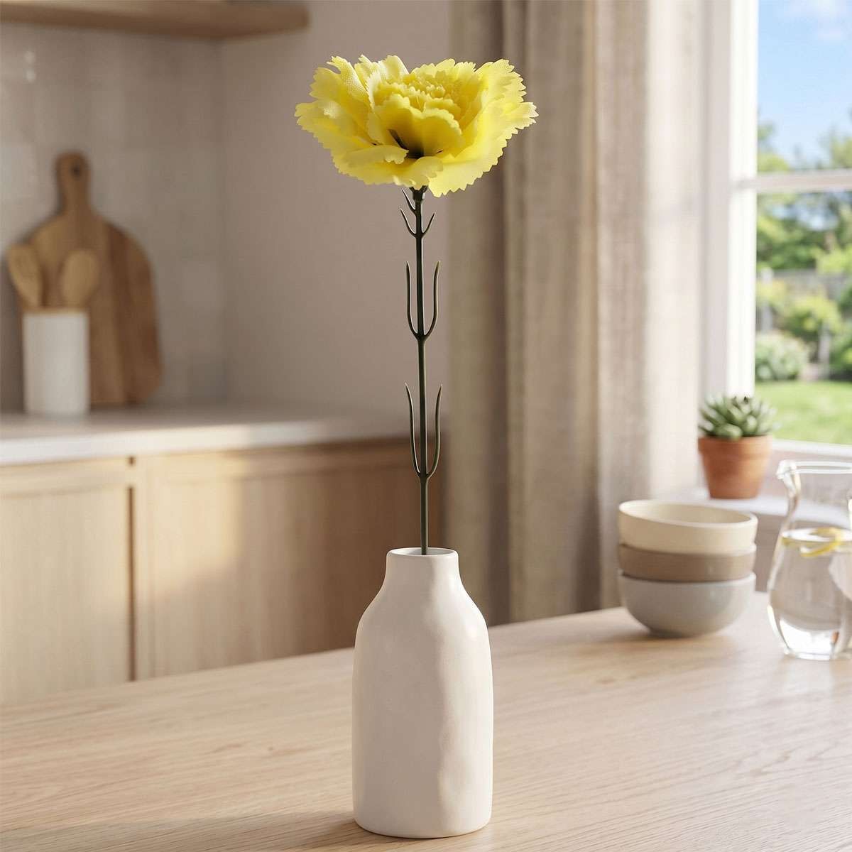 1/6/12PCS Artificial Carnation Flowers Silk Stem Wedding Funeral Bouquet Decor