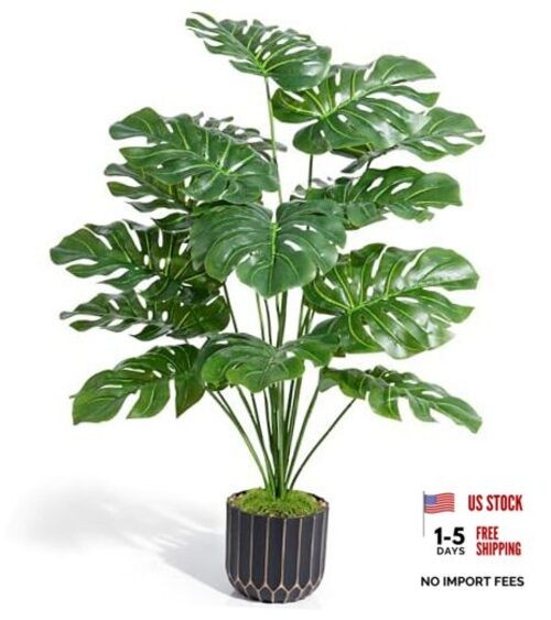 florisso 28″ Artificial Monstera Plant Tall Fake Faux Plants 28″ Monstera