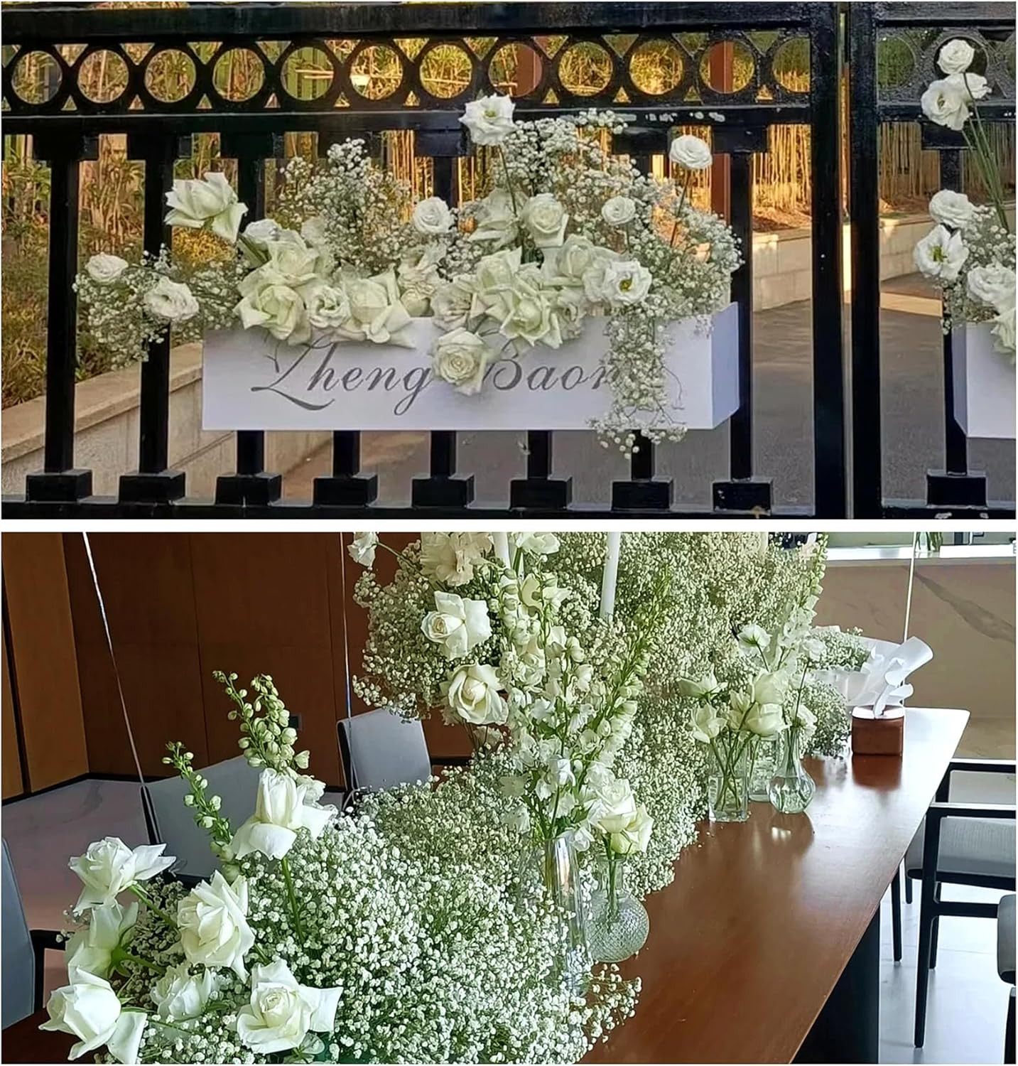 80Pcs White Artificial Baby’s Breath Flowers for Home & Wedding Decor