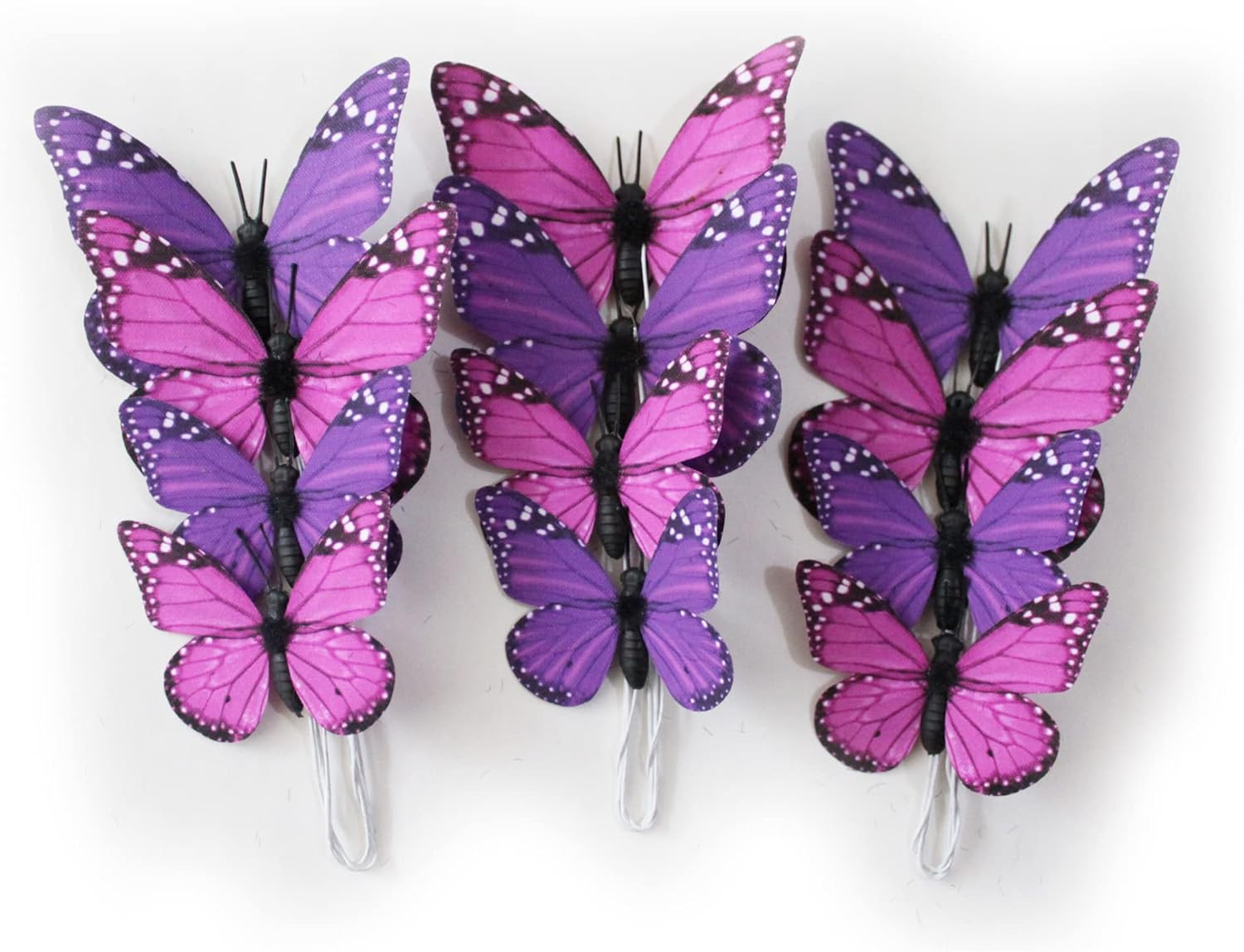 Butterfly Decor 12PCS 2Sizes, 3D Faux Butterflies (Lavender) | Poseable Fabric W