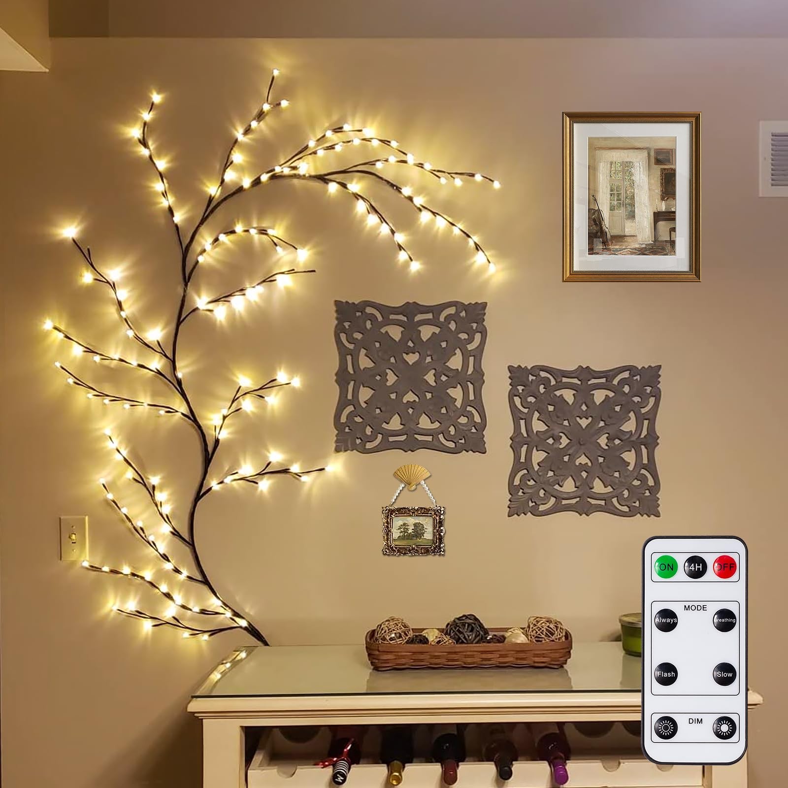 Enchanted Willow Vine Lights with Remote:144 LEDs Flexible DIY Vines with Lig…