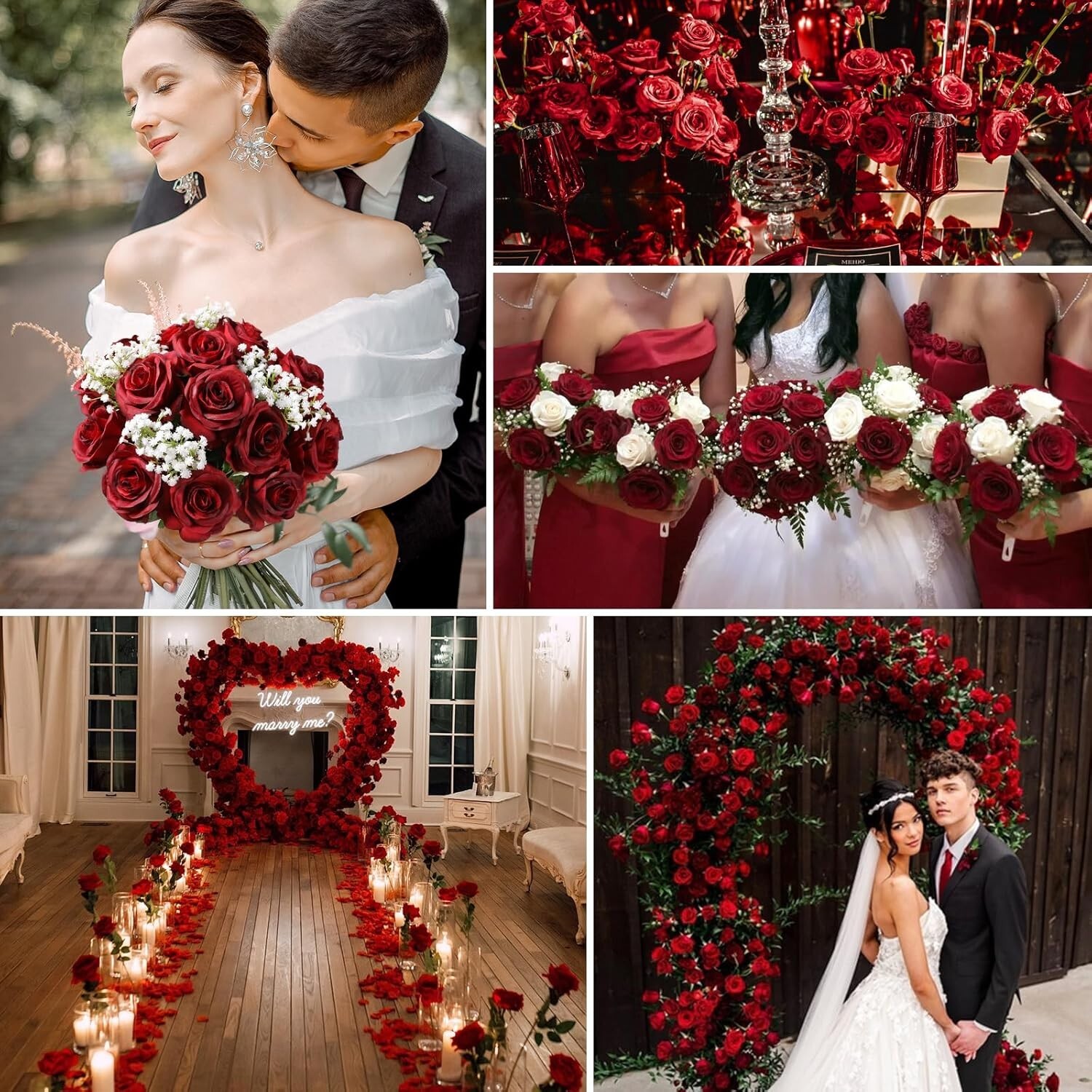 Everlasting 100 Pcs Red Silk Roses – Perfect for Weddings, Parties & Home Decor
