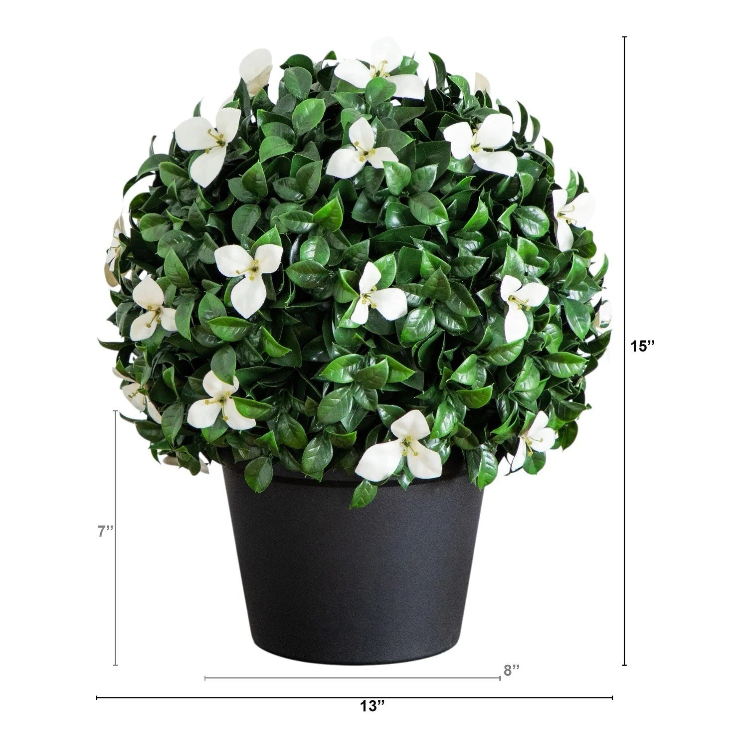 15″ UV Resistant Artificial Boxwood and Gardenia Topiary Plant (Indoor/Outdoor)