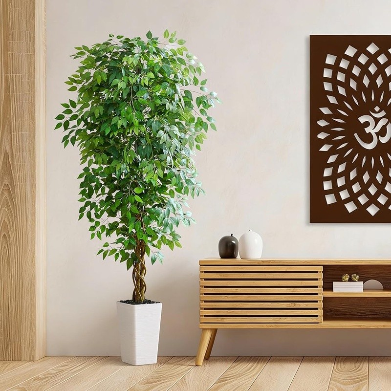 Ultra-Realistic Indoor Ficus Tree W/ Decorative Pot Home & Office Decor New