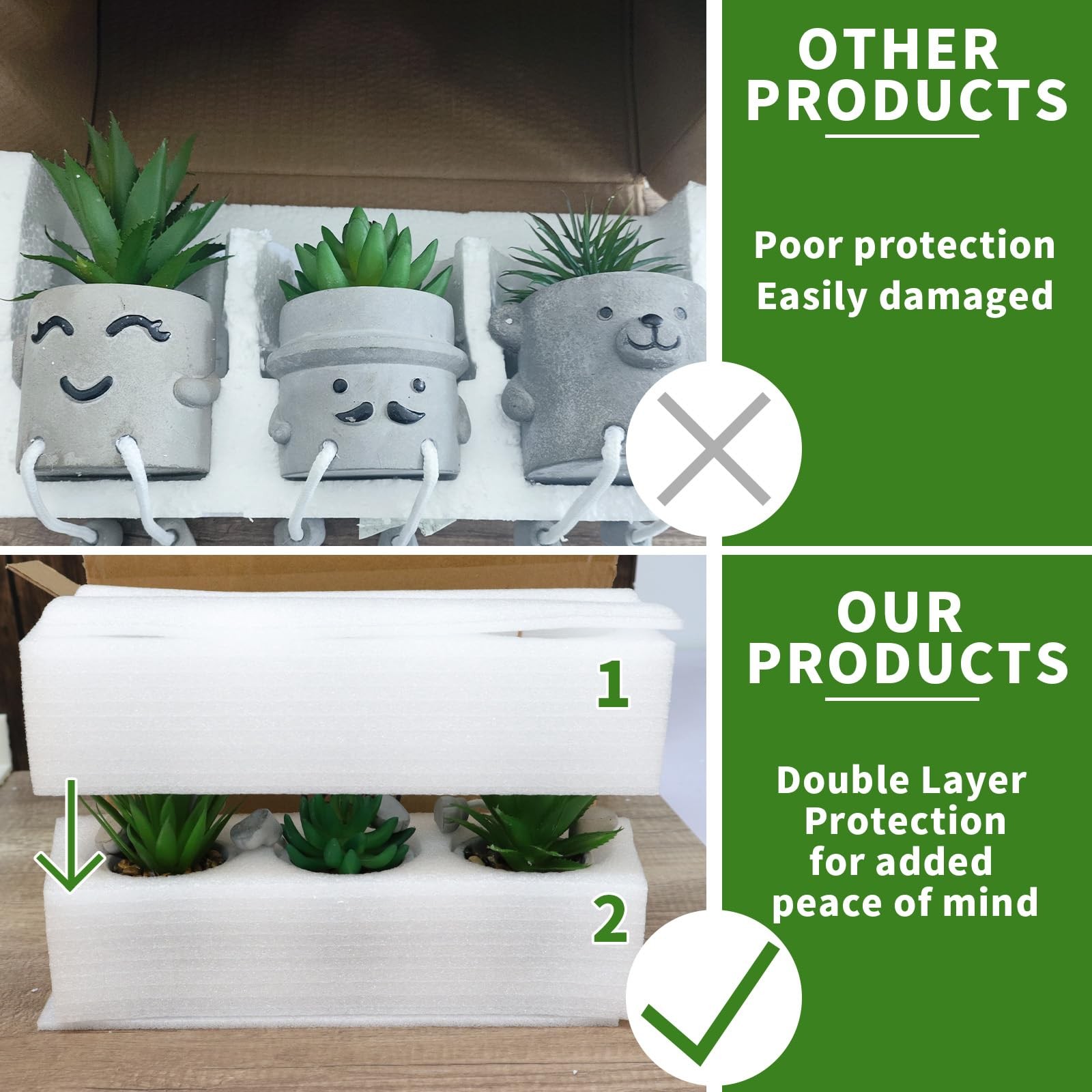 3pcs Creative Artificial Succulents with Gray Flower Pots, Mini Potted Succul…
