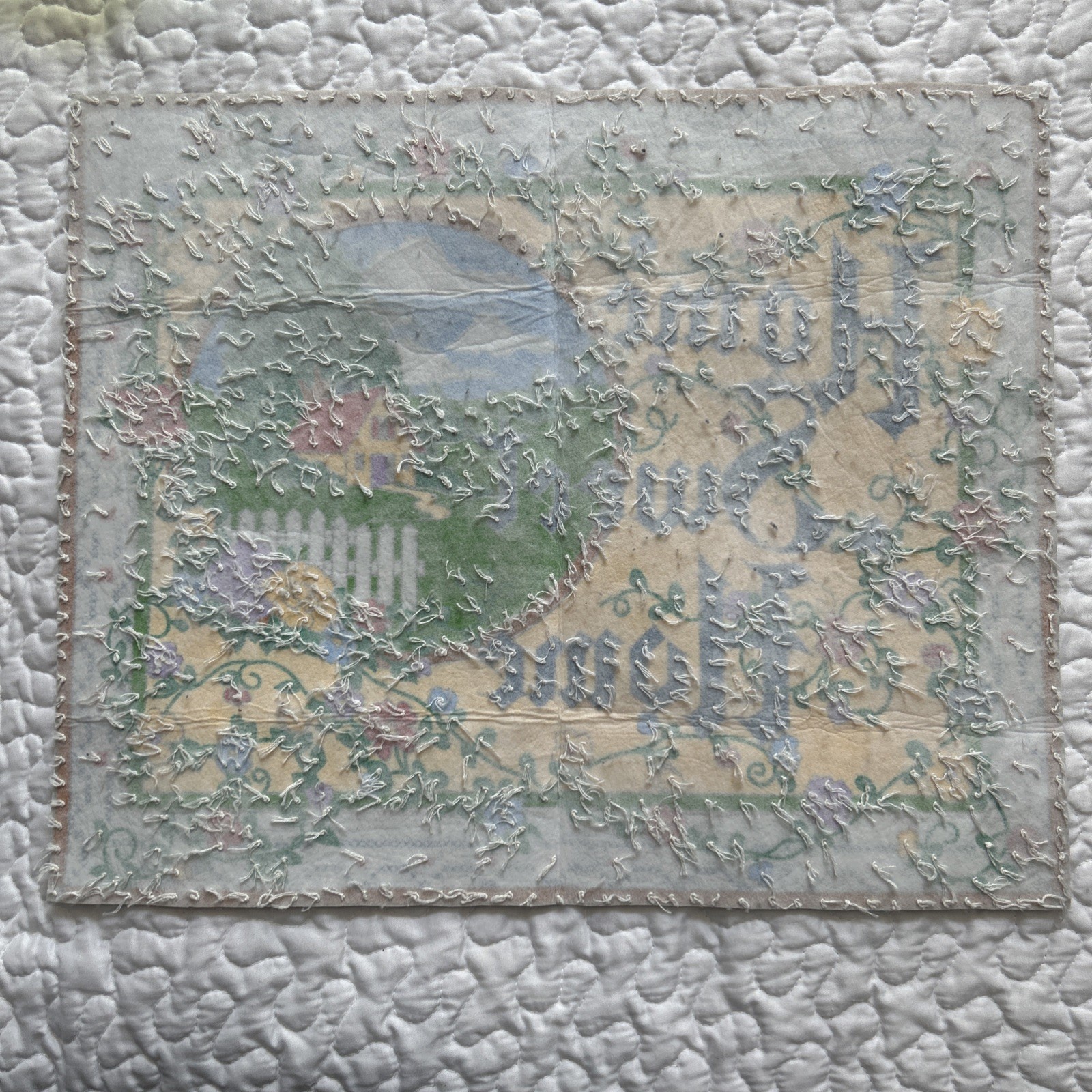 Home Sweet Home Felt Sequin Jeweled Table Topper Wall Hanging House Fence Flower