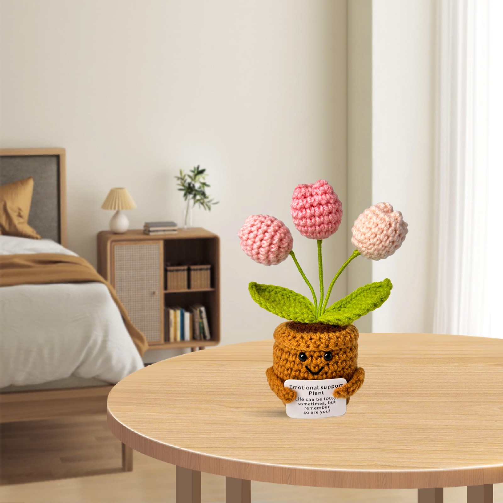Emotional Support Crochet Flower in Pot,Uplifting Handmade Knitted Plush Plan…