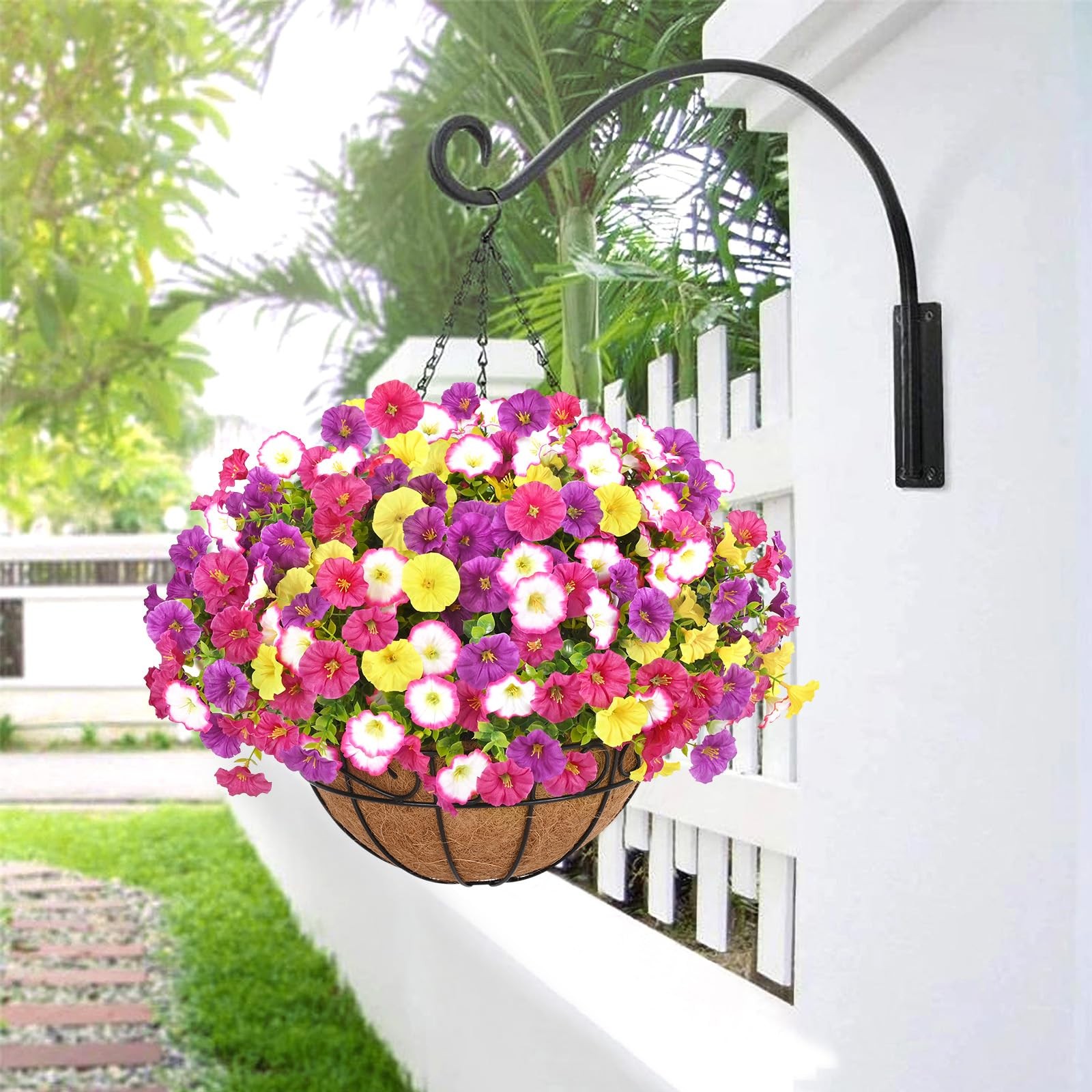 Elyum 2 Pack Artificial Hanging Flowers for Outdoors, Fake Flowers Artificial…