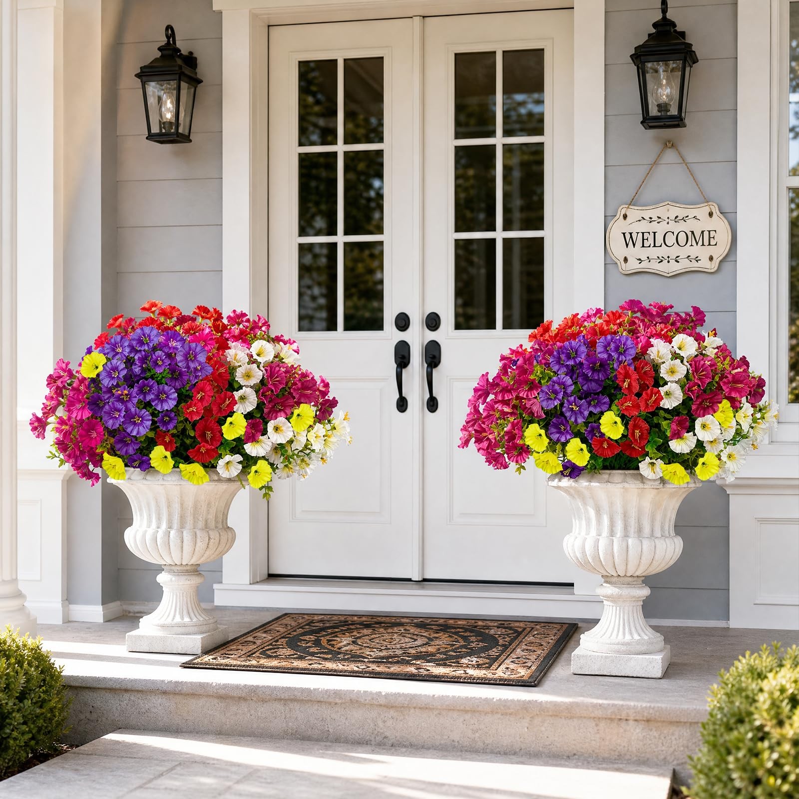14 Pcs Artificial Petunias for Outdoors, UV Resistant Artificial Outdoor Plan…