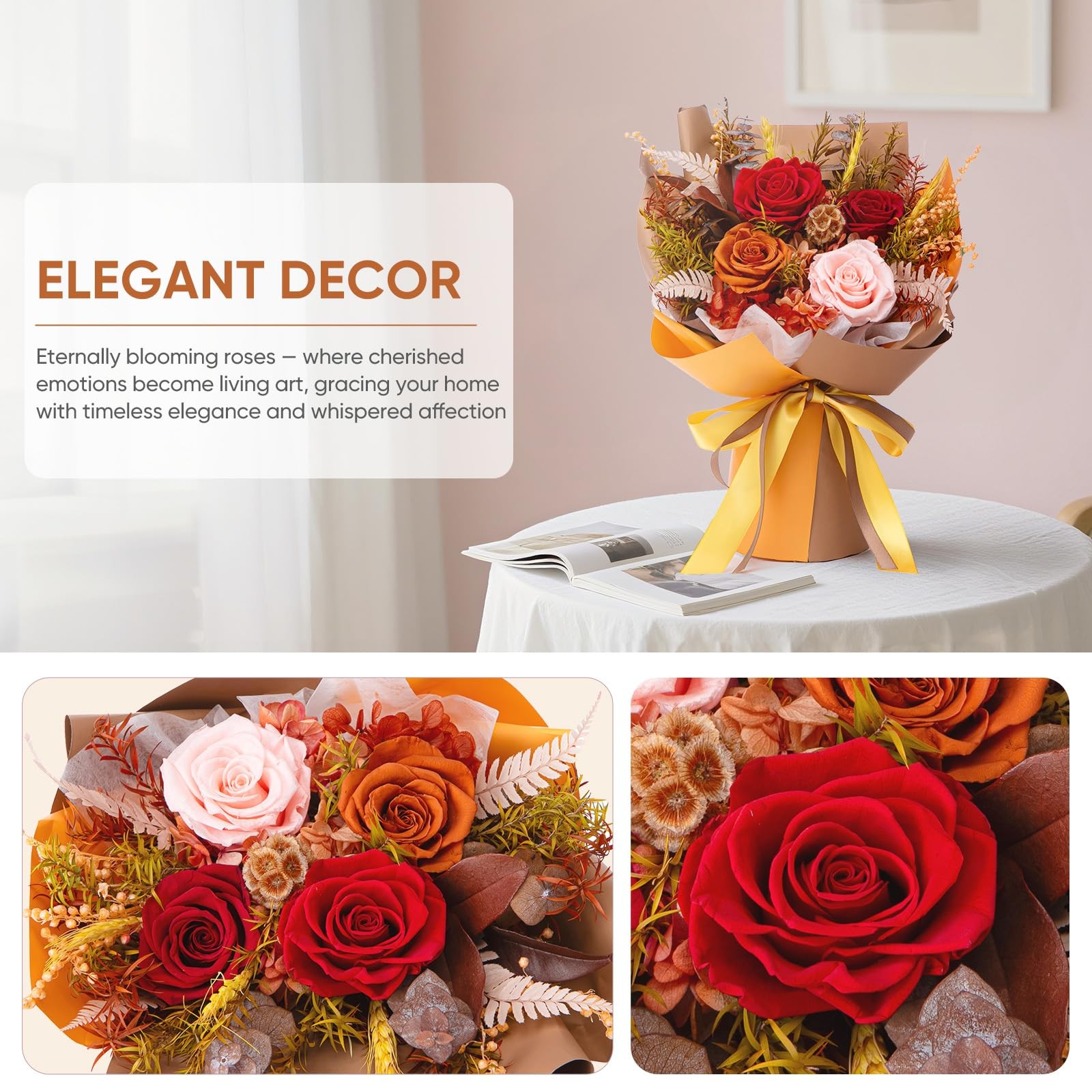 Preserved Flower Bouquet Red Real Rose Fresh Flowers Birthday Anniversary Gift