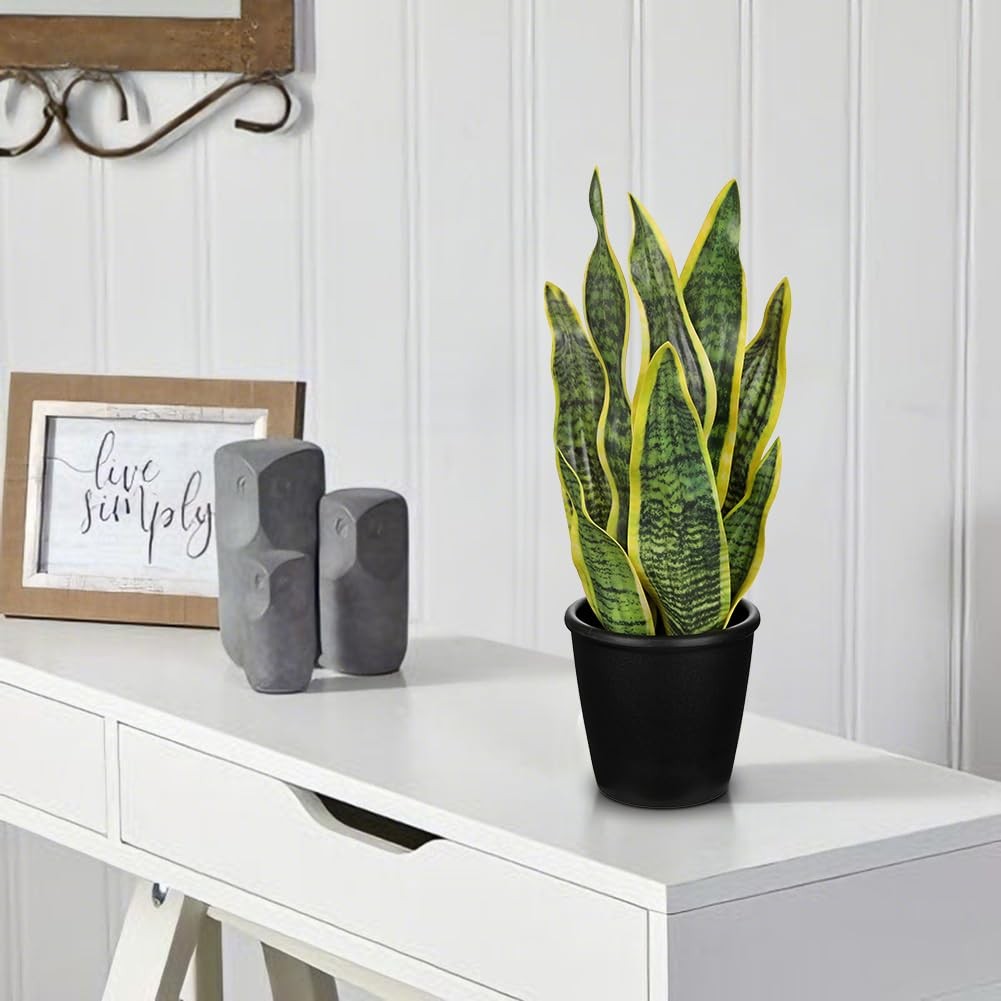 16.5″ Artificial Snake Plant Potted – Faux Sansevieria Trifasciata Plant Trop…
