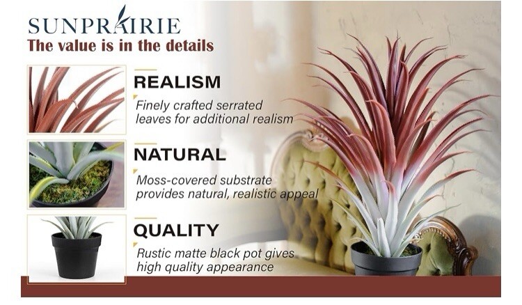 Hyper Realistic Big Red Artificial Aloe Vera Plant 26 Inches Tall. Large Faux