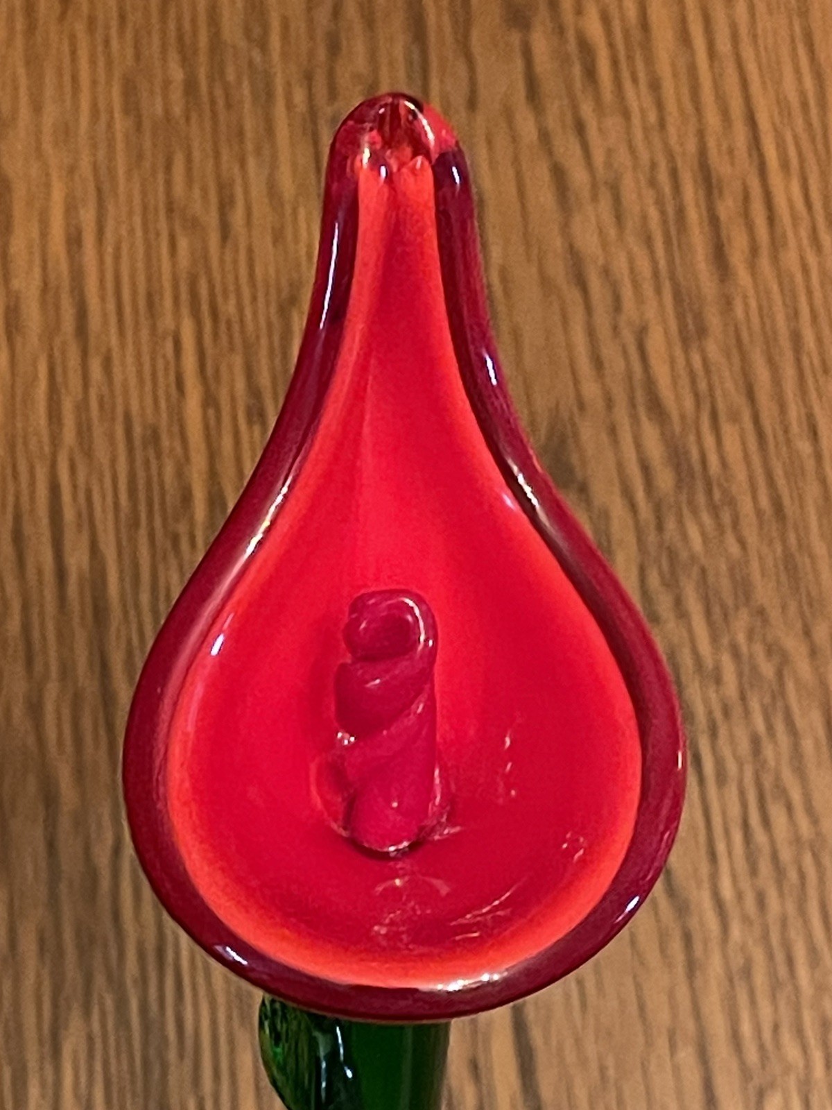 Vtg Murano Style Lot 4 Hand Blown Art Glass Long Stem Flower Bouquet 19″-20″