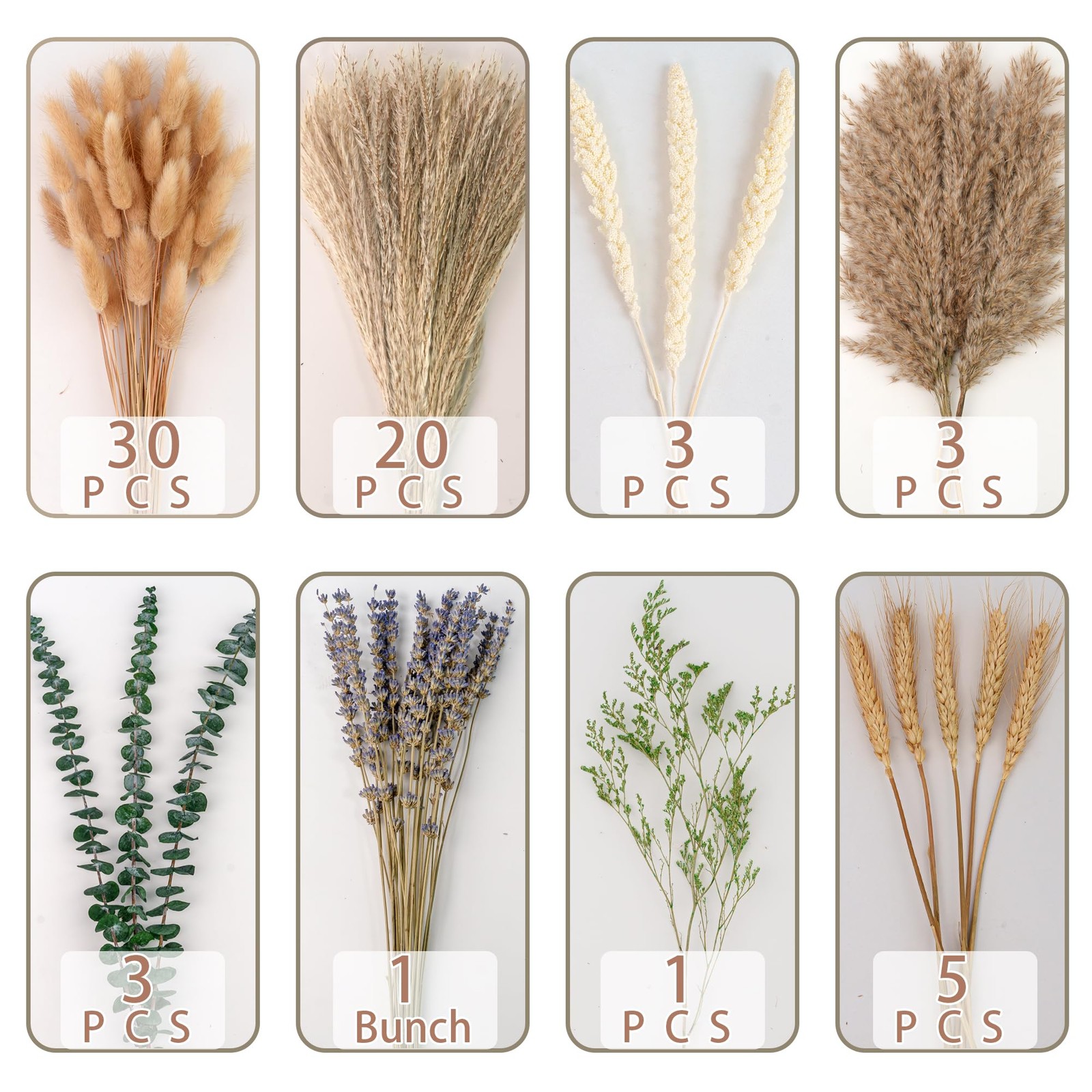 Boho Dried Flower Bouquet – Pampas Grass Bouquet with Lavender, Eucalyptus, W…
