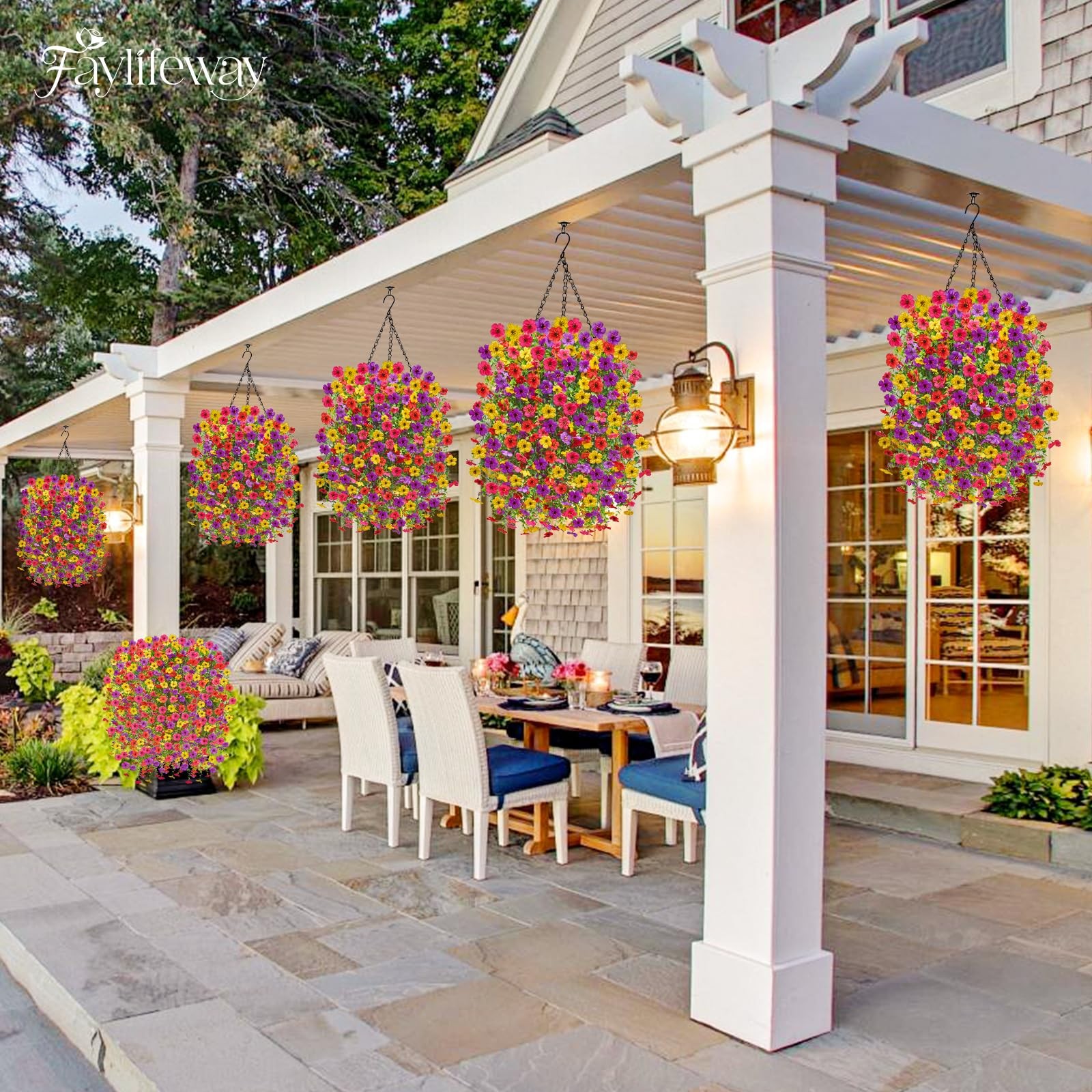 Artificial Hanging Flowers 29.5″ Long 101 Flower Heads – UV Resistant Outdoor