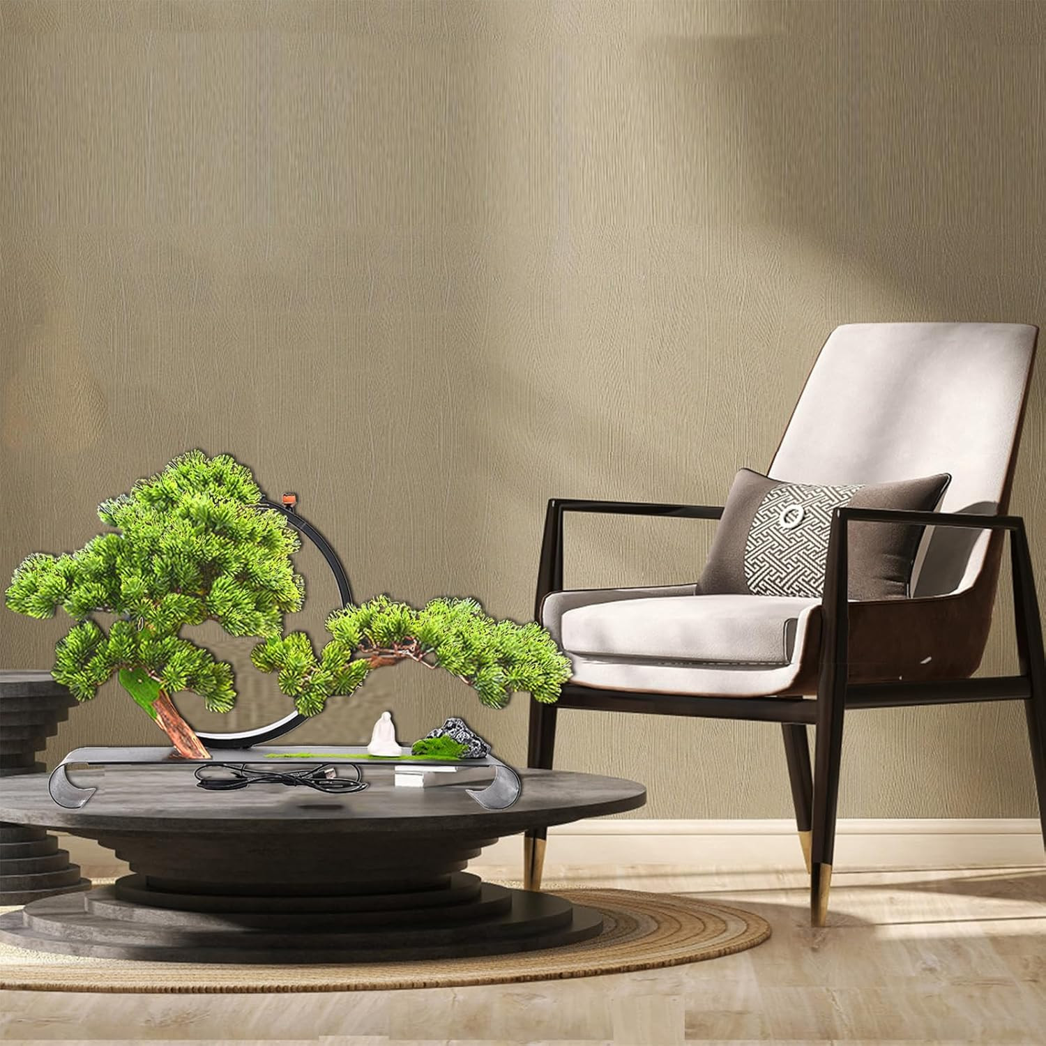 Realistic Fake Bonsai Tree with Lamp & Backflow Incense for Home Decor