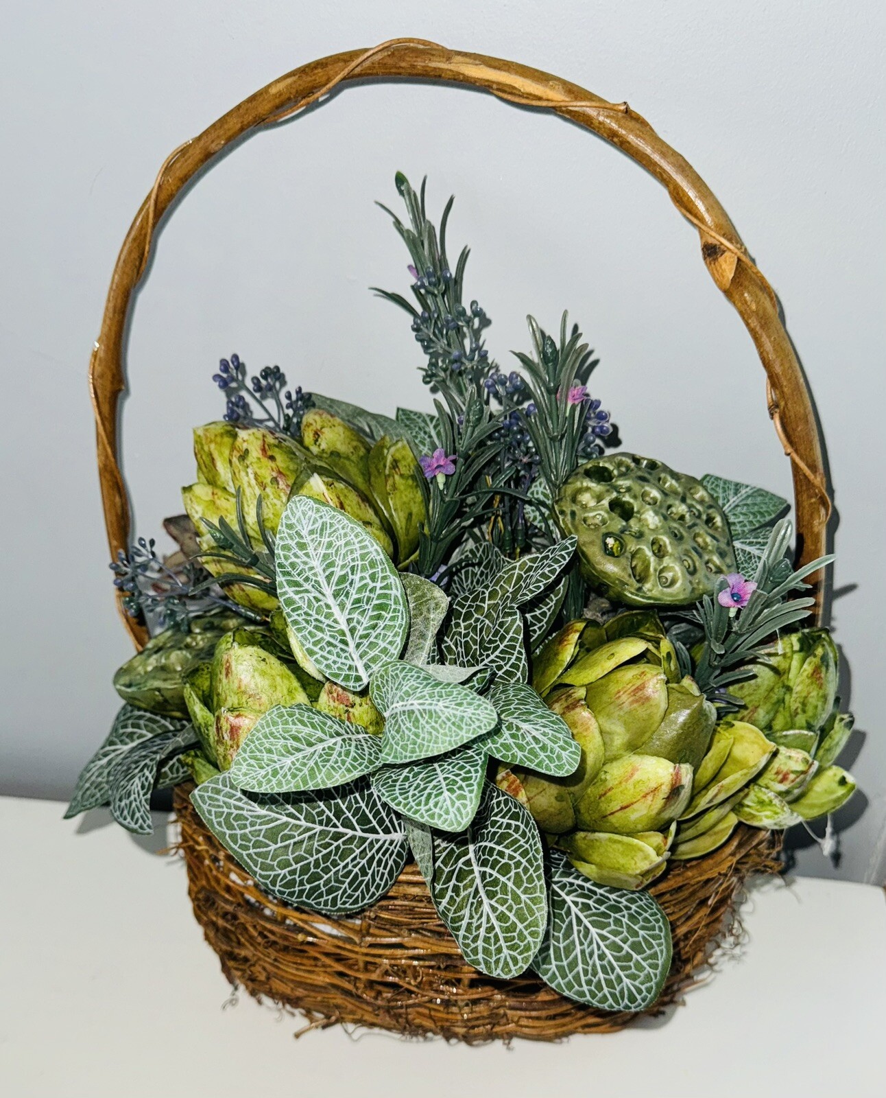 Hanging Basket Wreath Artificial Flower succulants Front Door Wall Decor