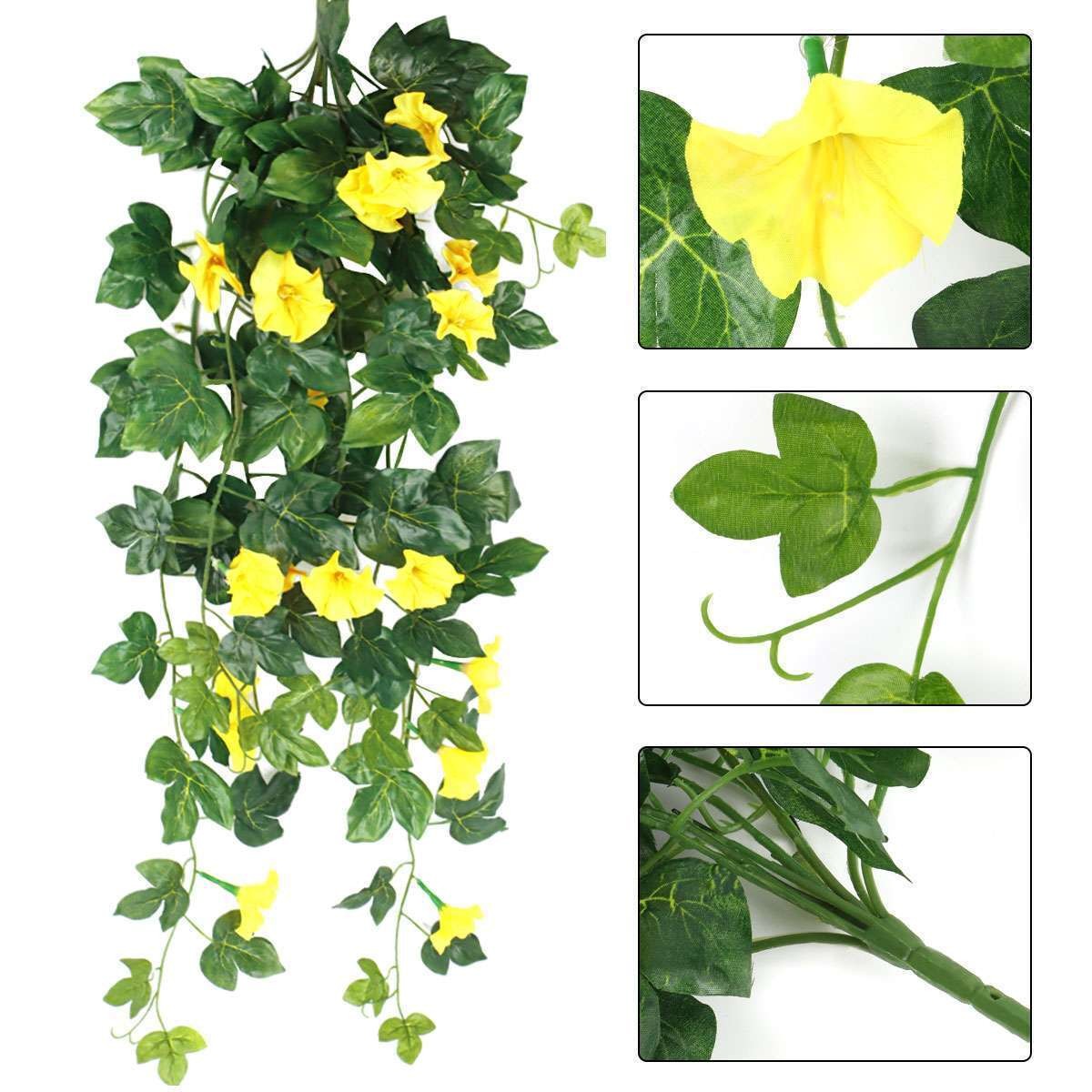 Artificial Fake Flowers Morning Glory Vine Hanging Garland Plants Outdoor Garden
