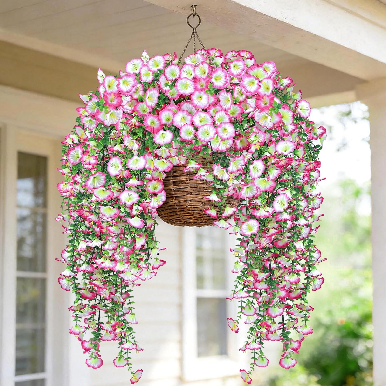 Artificial Flowers for Outdoors, 6-Pack 420 Blooms UV Resistant Hanging Morni…