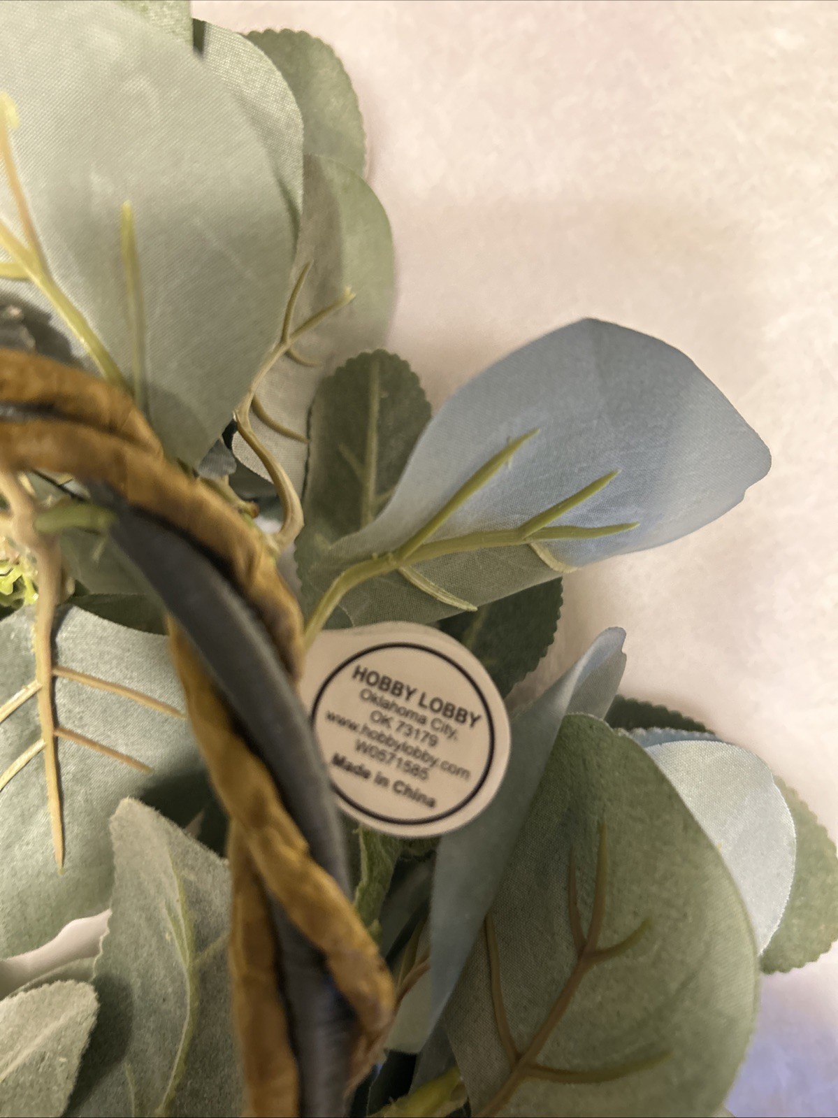 Hobby Lobby Wreath Faux Lambs Ear and Eucalyptus & White Berries 14″