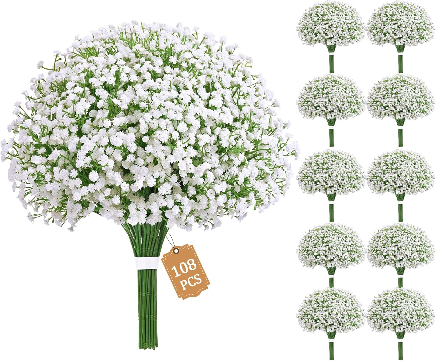 108 Pcs White Artificial Baby’s Breath Flowers for Wedding & Home Decor