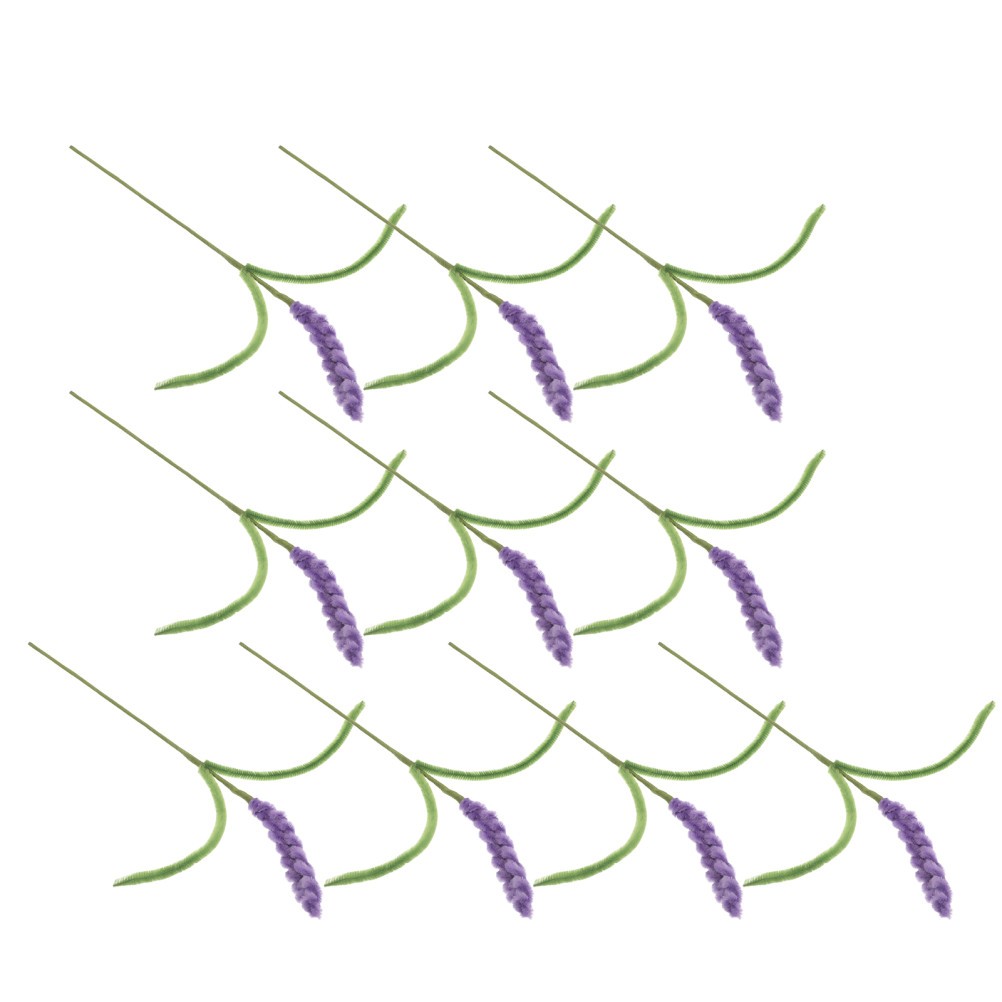10Pcs Reusable Faux Lavender Stems Purple Pipe Cleaner Flowers for Wedding Decor