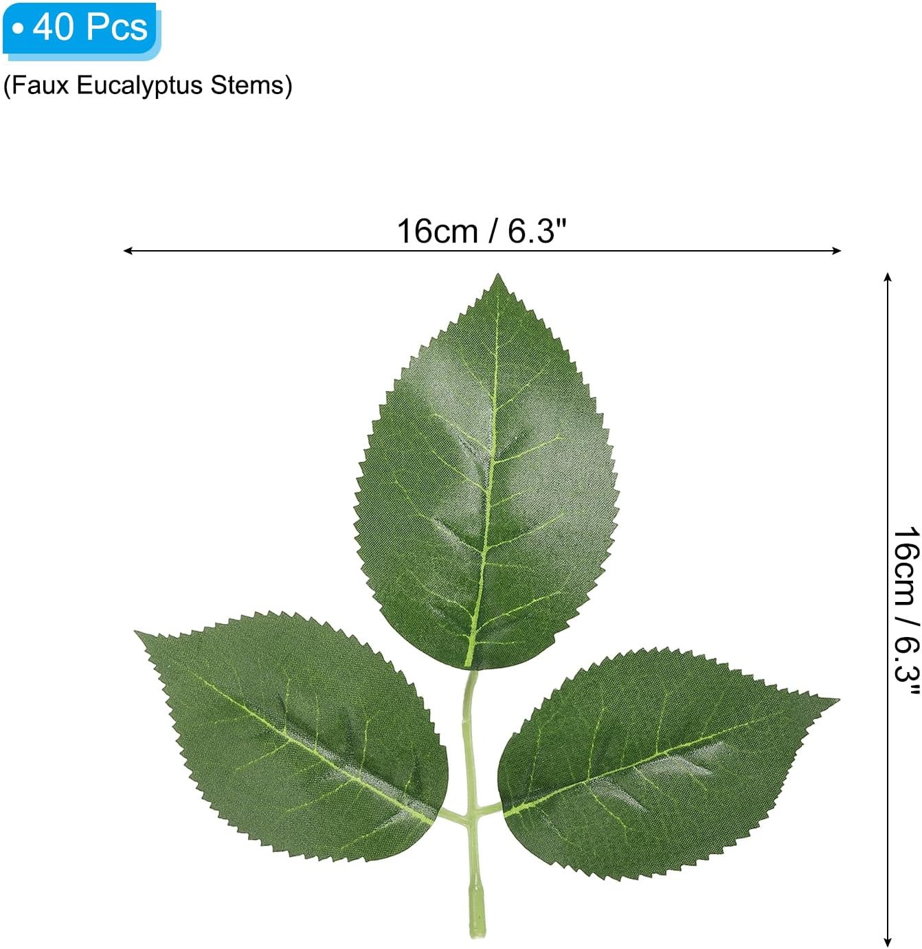 6.3X6.3 Artificial Silk Rose Leaf, 40 Pcs Artificial Greenery Leaves Fake Leaves
