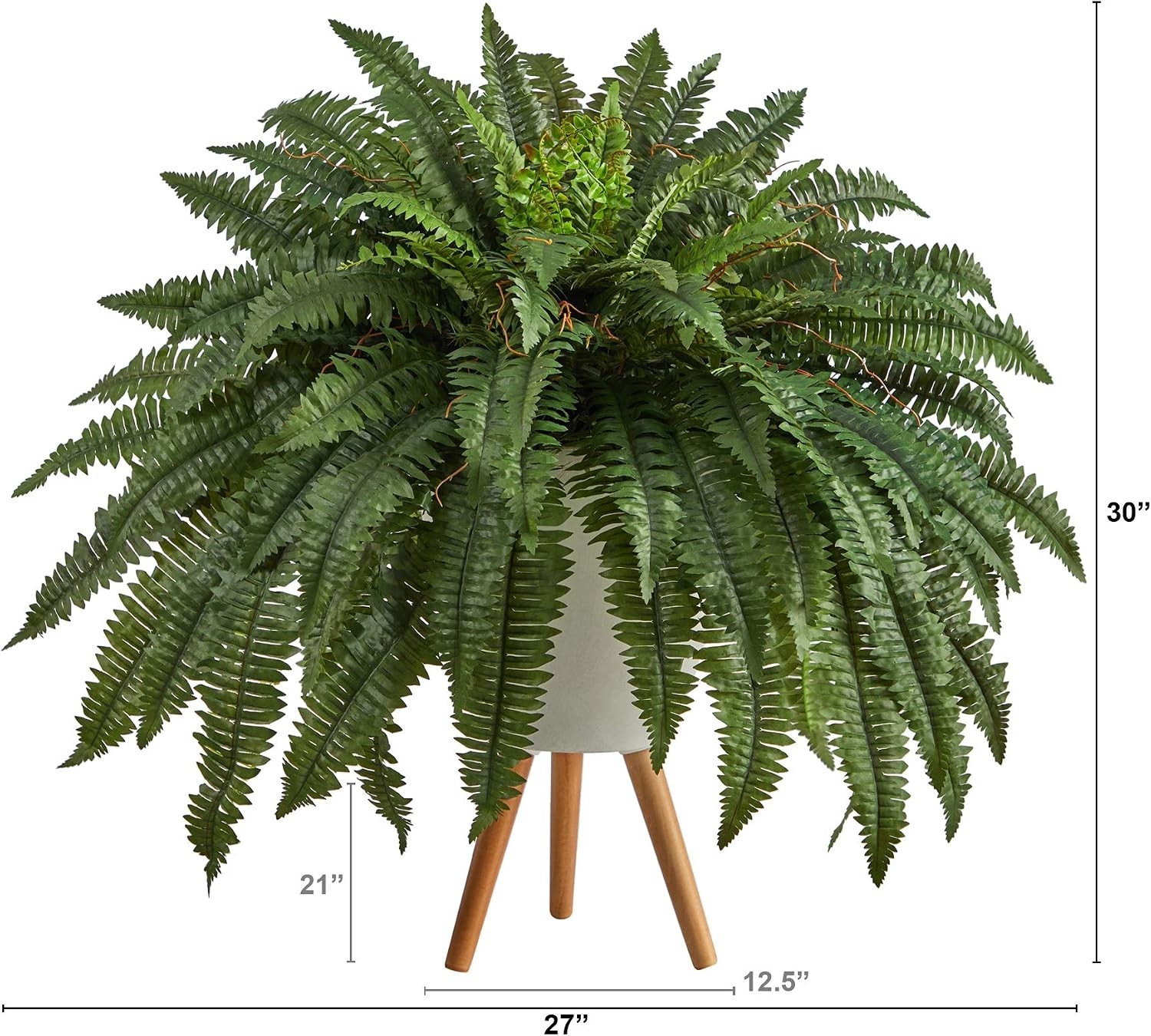 2.5ft. Boston Fern Artificial Plant in White Planter with Legs
