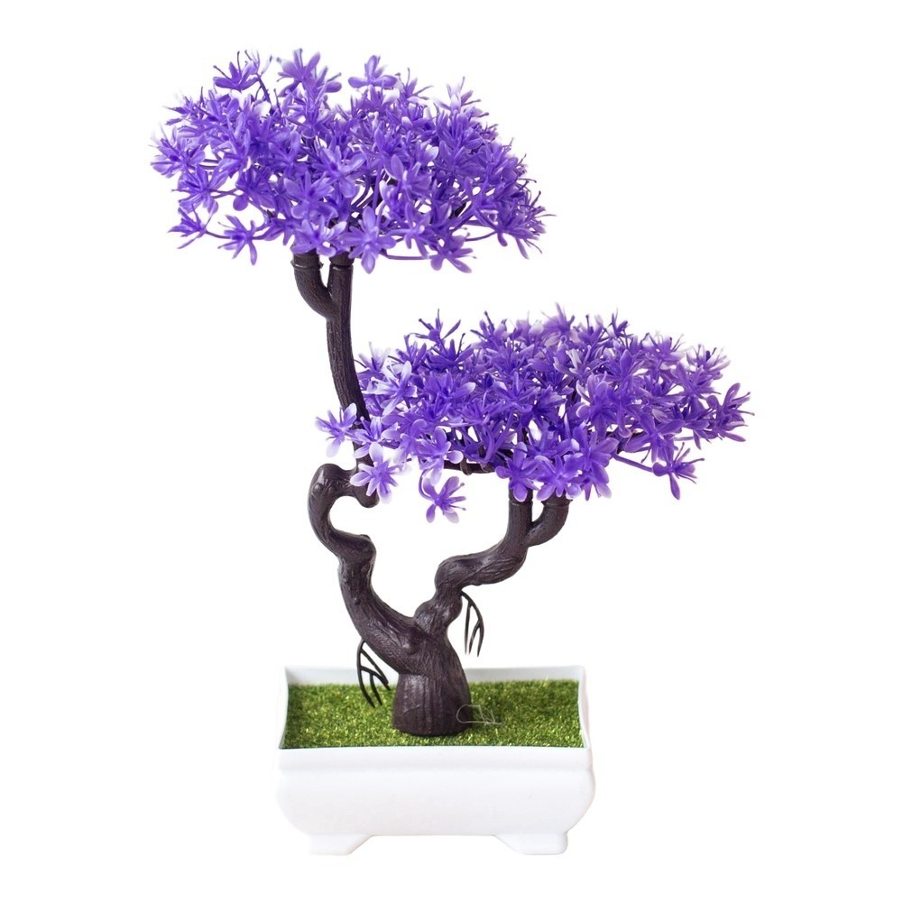 For Desk Decor Artificial Bonsai Faux Tabletop Tree Realistic Look Silk for