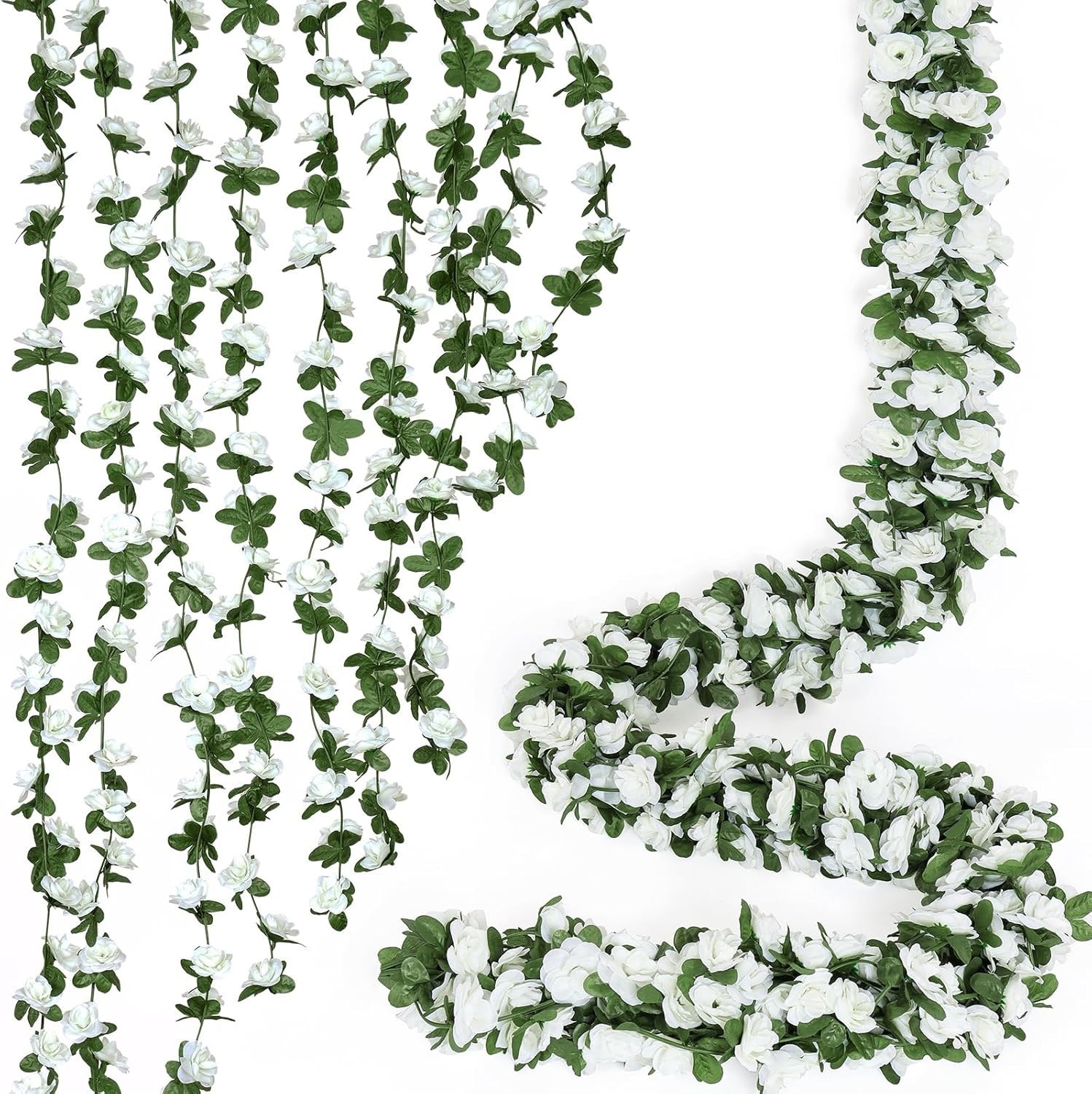 9 Pack 72 FT Artificial Flower Garland Fake Purple Roses Vines Silk Flowers Faux