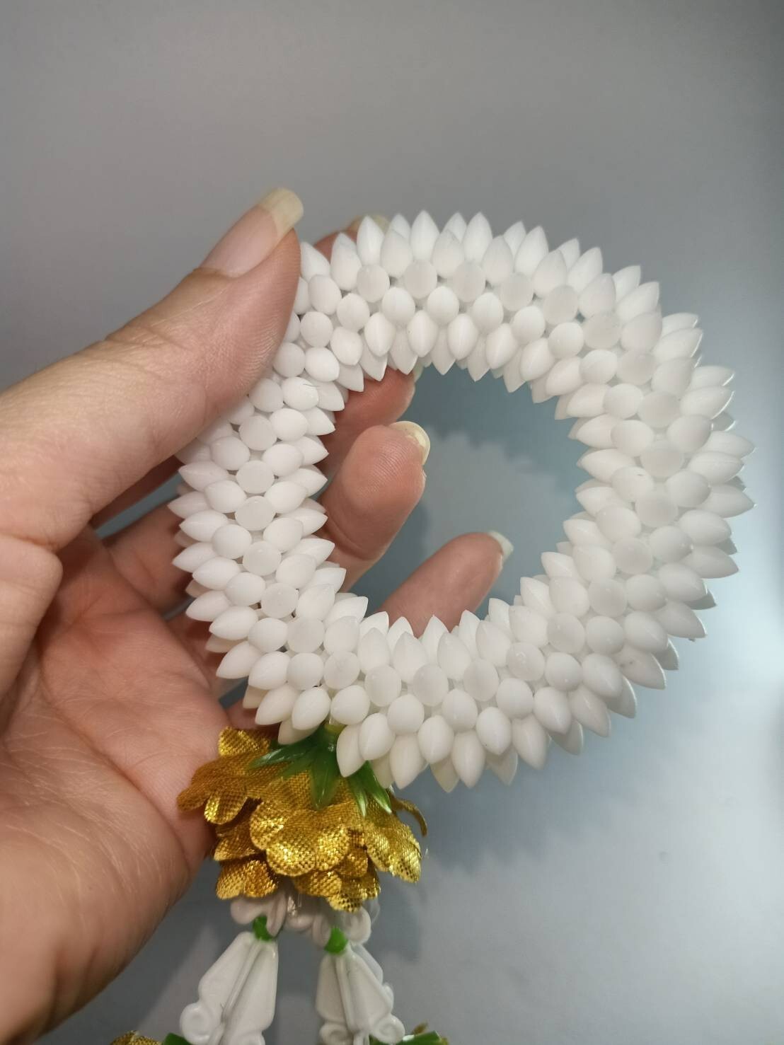 Pair Gold Silver Flower Fabric Plastic Garland Round Malai Jasmine Artificial mi