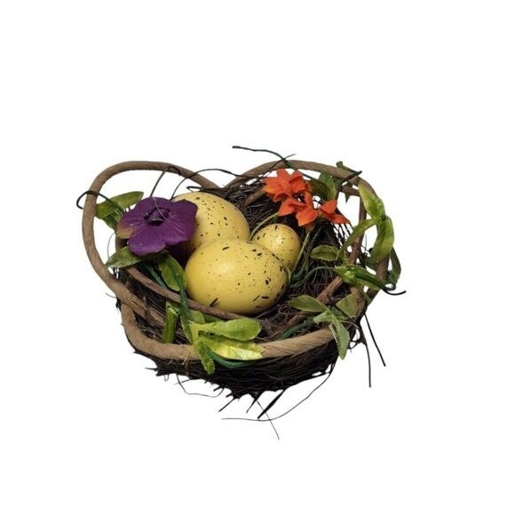 Birds Nest Arrangement with Speckled Eggs 6″ Easter Spring