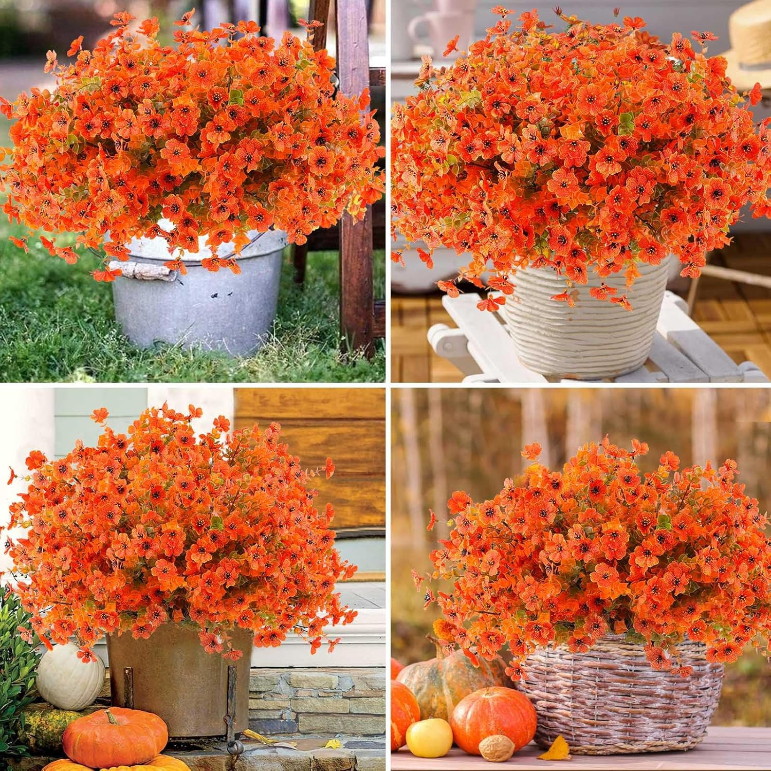 36 Pcs Artificial Mums Flowers Outdoor Plastic Fall Flowers Fake Mums Autumn Gre