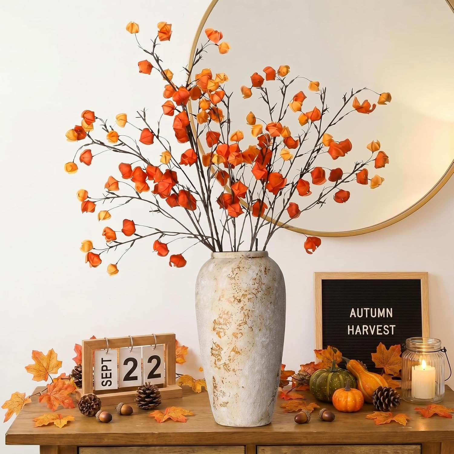 32″ Artificial Chinese Lantern Flowers – 6 Pcs Fall Decor for Vases