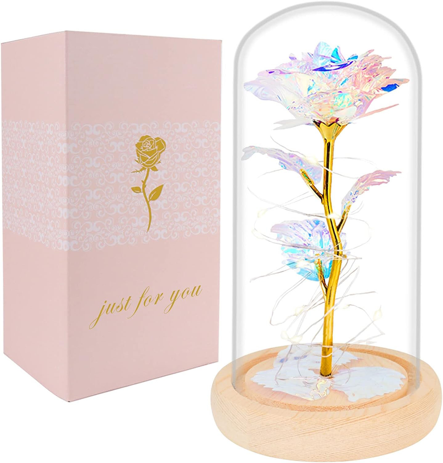 Crystal Galaxy Enchanted LED Glass Forever Rose Home Decor Valentine’s Day Gift