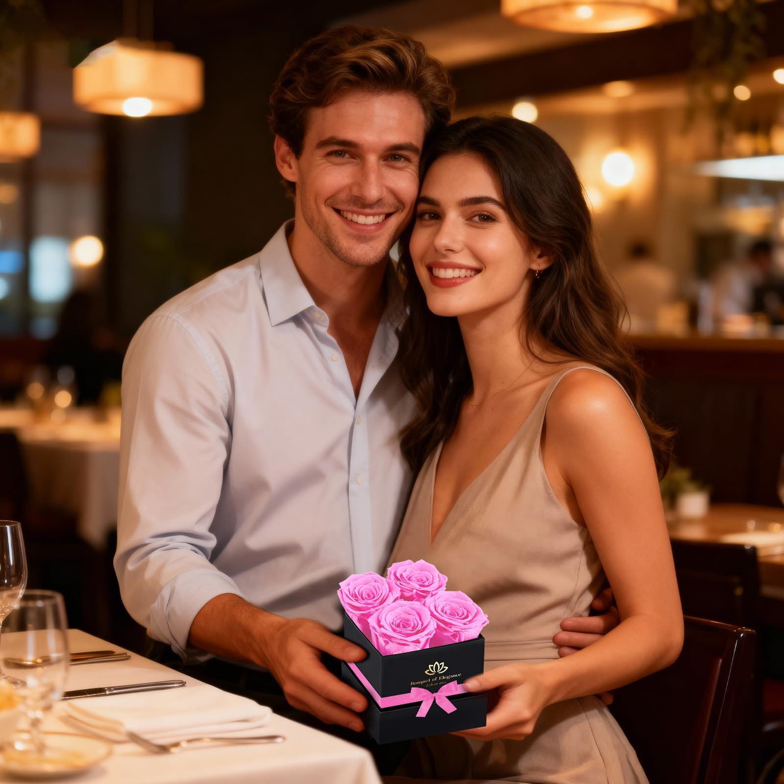 Pink Real Preserved Roses In A Box Forever Flower Gifts For Mother Women