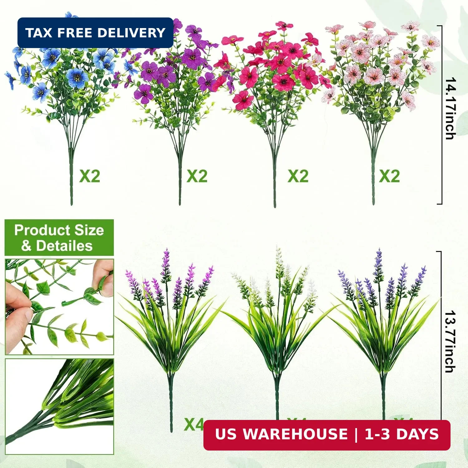 20 Bundles Artificial Flowers for Outdoors Decoration Fake Silk Flowers UV Resis